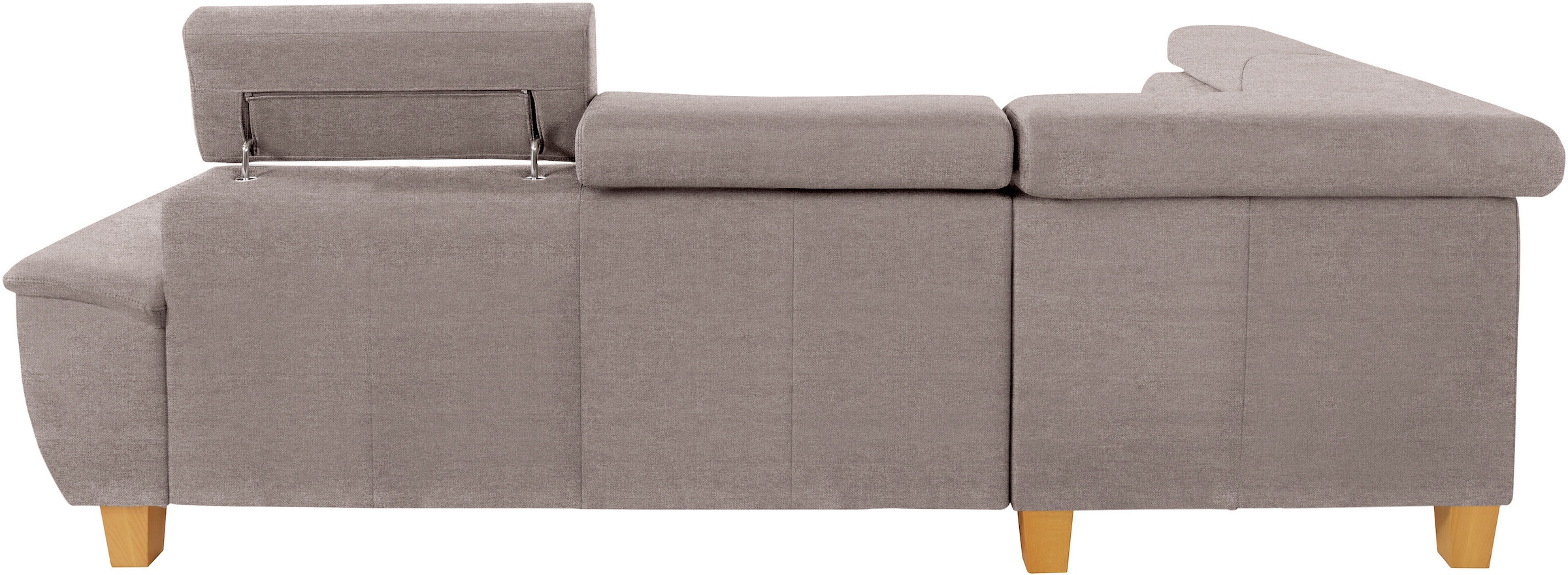 exxpo - sofa fashion Ecksofa »Enya, hoher Sitzkomfort, Breite 266cm, bequem, 12cm hohe Füsse, L-Form« mit Kopfteilverstellung, wahlweise Bettfunktion u. Bettkasten