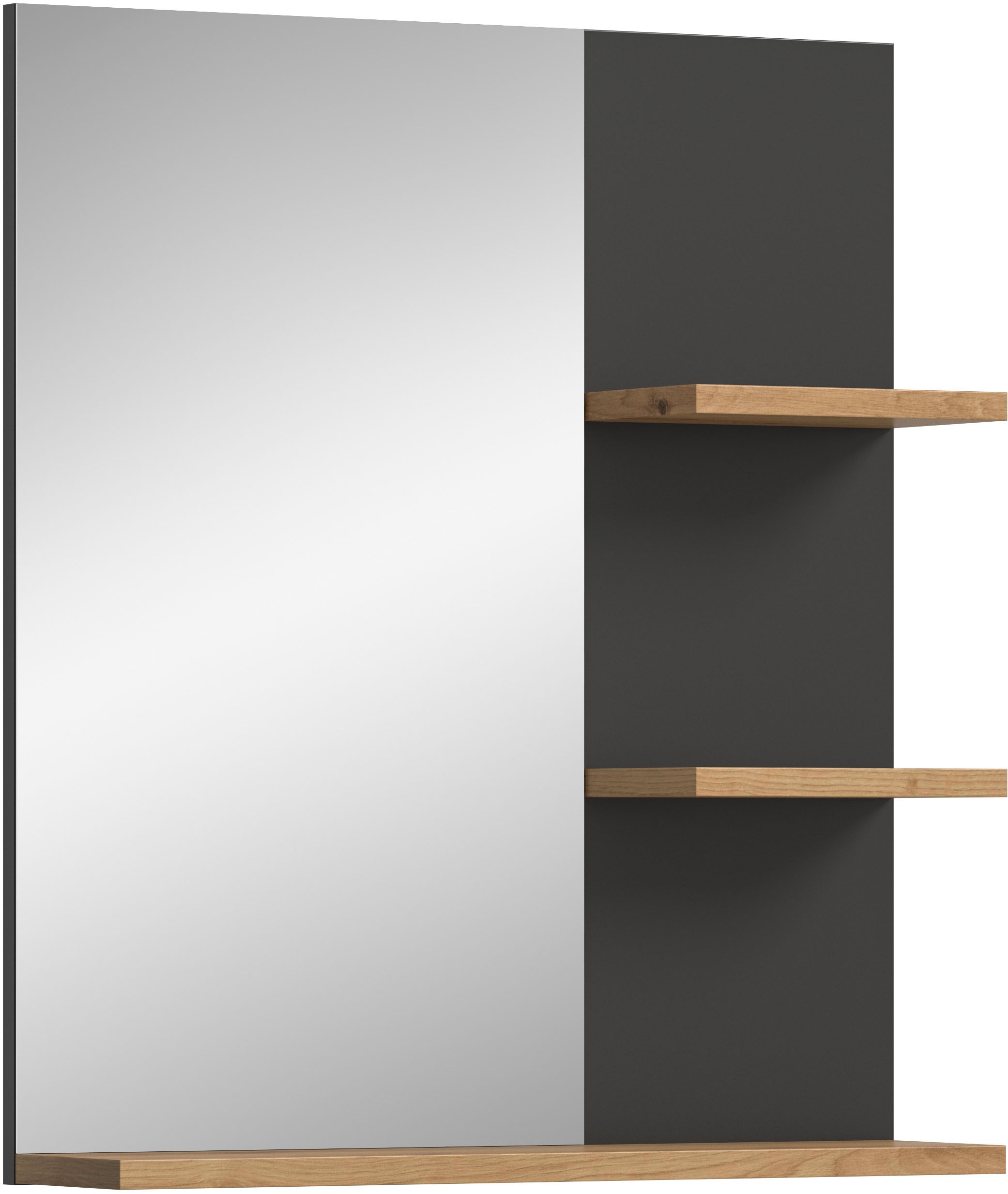 Image of welltime Badspiegel "REHAT, Breite 63 cm, mit 3 Ablageböden, hochwertiges Spiegelglas" Badmöbel, Spiegel, Wandspiegel, Bad, Badezimmer