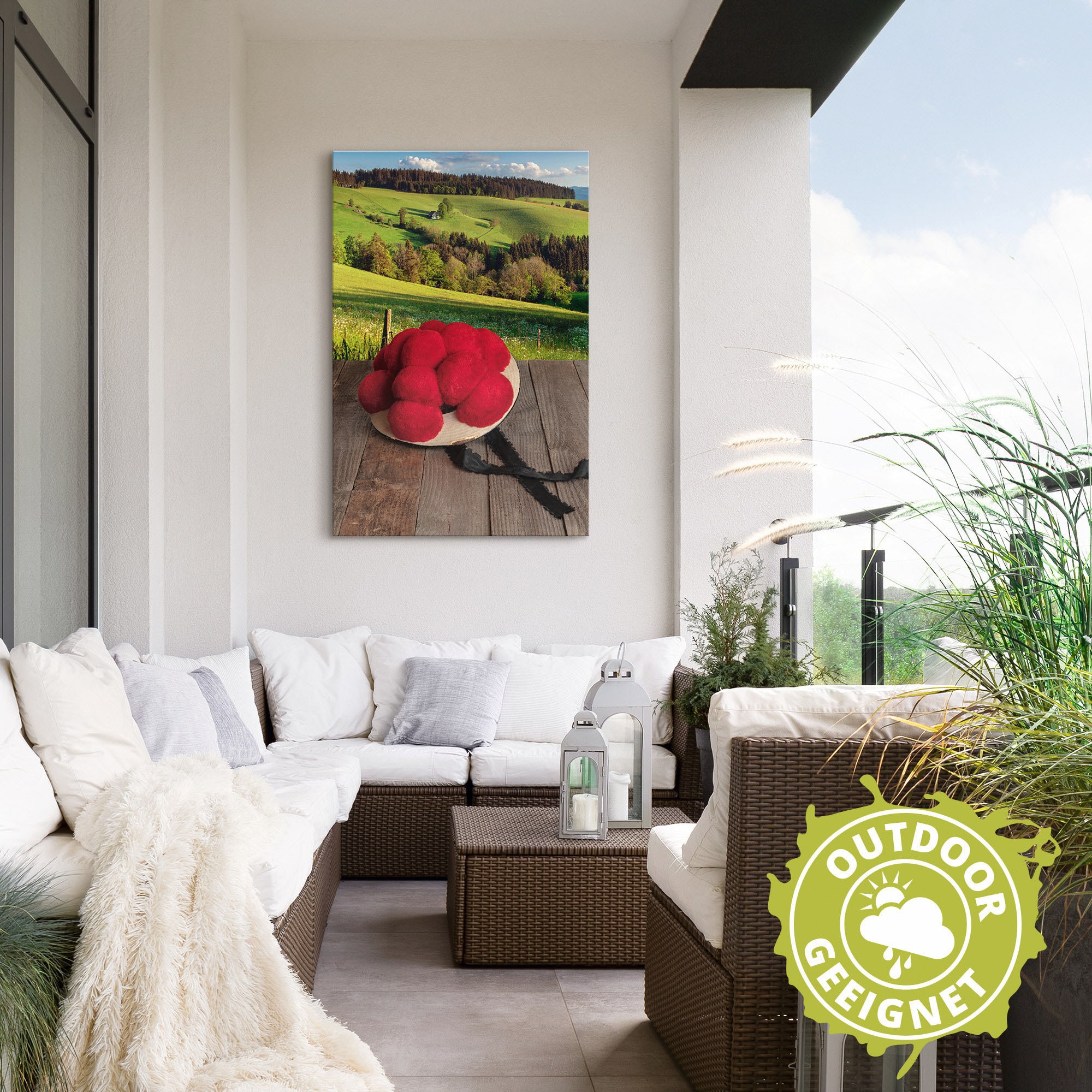 Artland Wandbild »Schwarzwälder Bollenhut auf Holztisch«, Wiesen & Baumbilder, (1 St.), als Alubild, Outdoorbild, Leinwandbild in verschied. Grössen