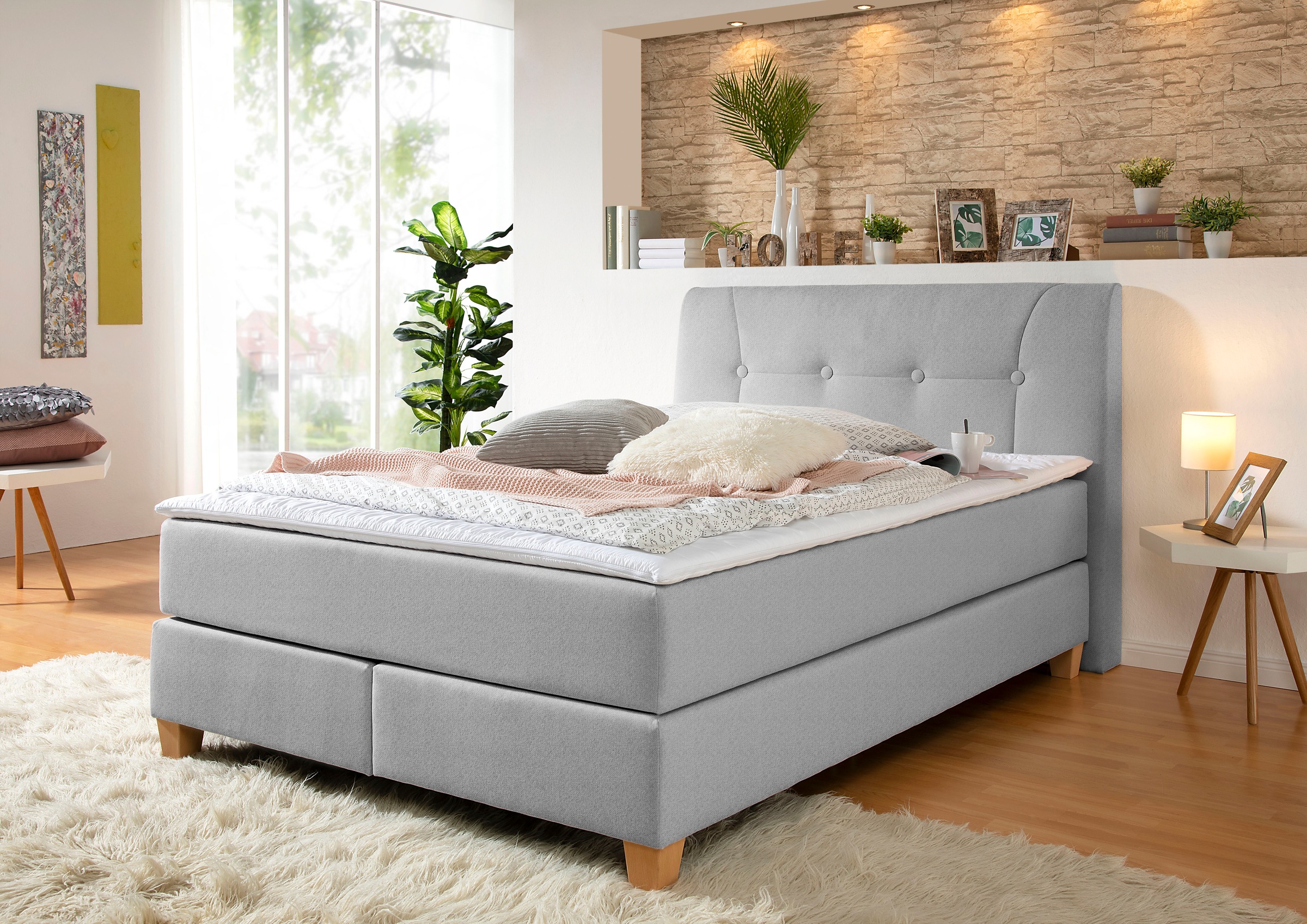 Image of Home affaire Boxspringbett "Calloway" inkl. Topper, XXL-Ausführung, in 4 Farben, 5 Breiten, 3 Matratzenarten