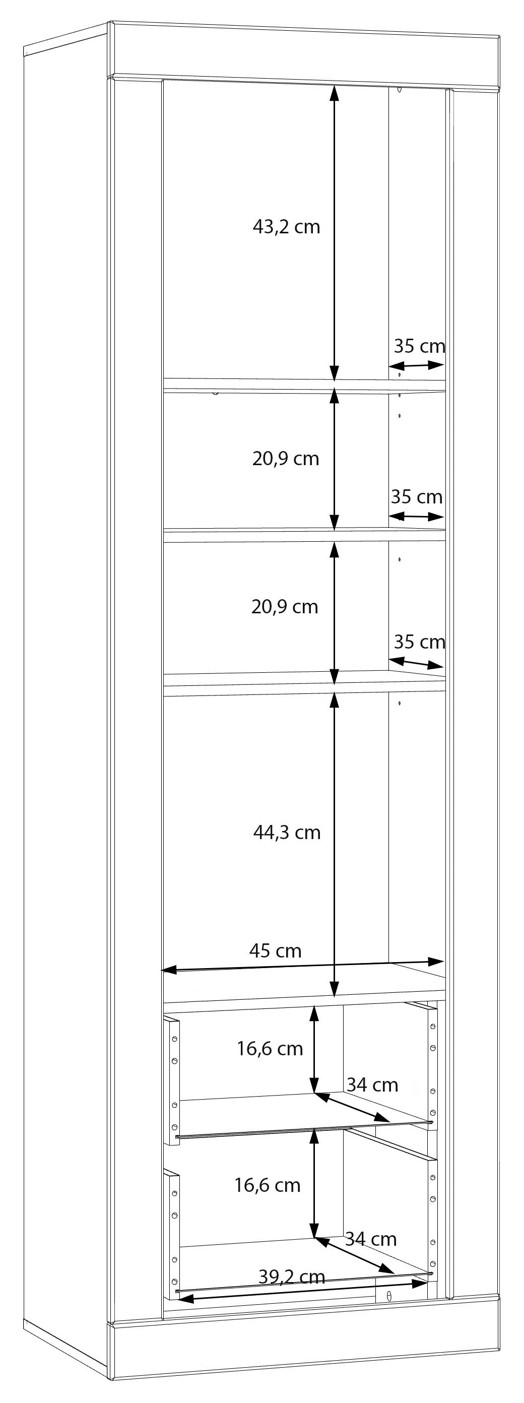 FORTE Vitrine »Lefkadas, Breite 61,3cm , Höhe 196 cm« Vitrine, grifflose Front, breite Rahmenoptik, Tür mit Glaseinsatz