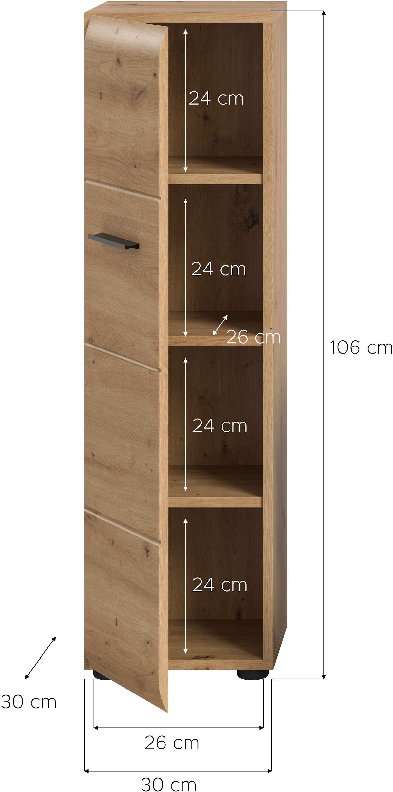 INOSIGN Stauraumschrank 1 Stk. tlg. Florenz, Badschrank Artisan Oak NB, Höhe 106 cm, Bad