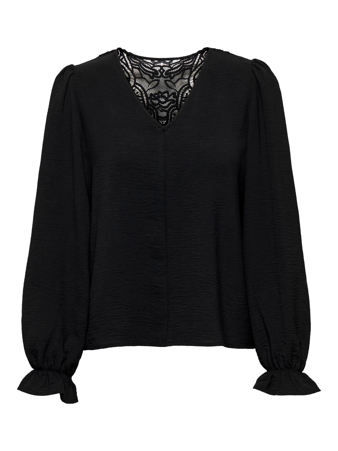Image of ONLY Spitzenbluse "ONLMETTE L/S LACE TOP WVN" Kunstfaser, regular fit