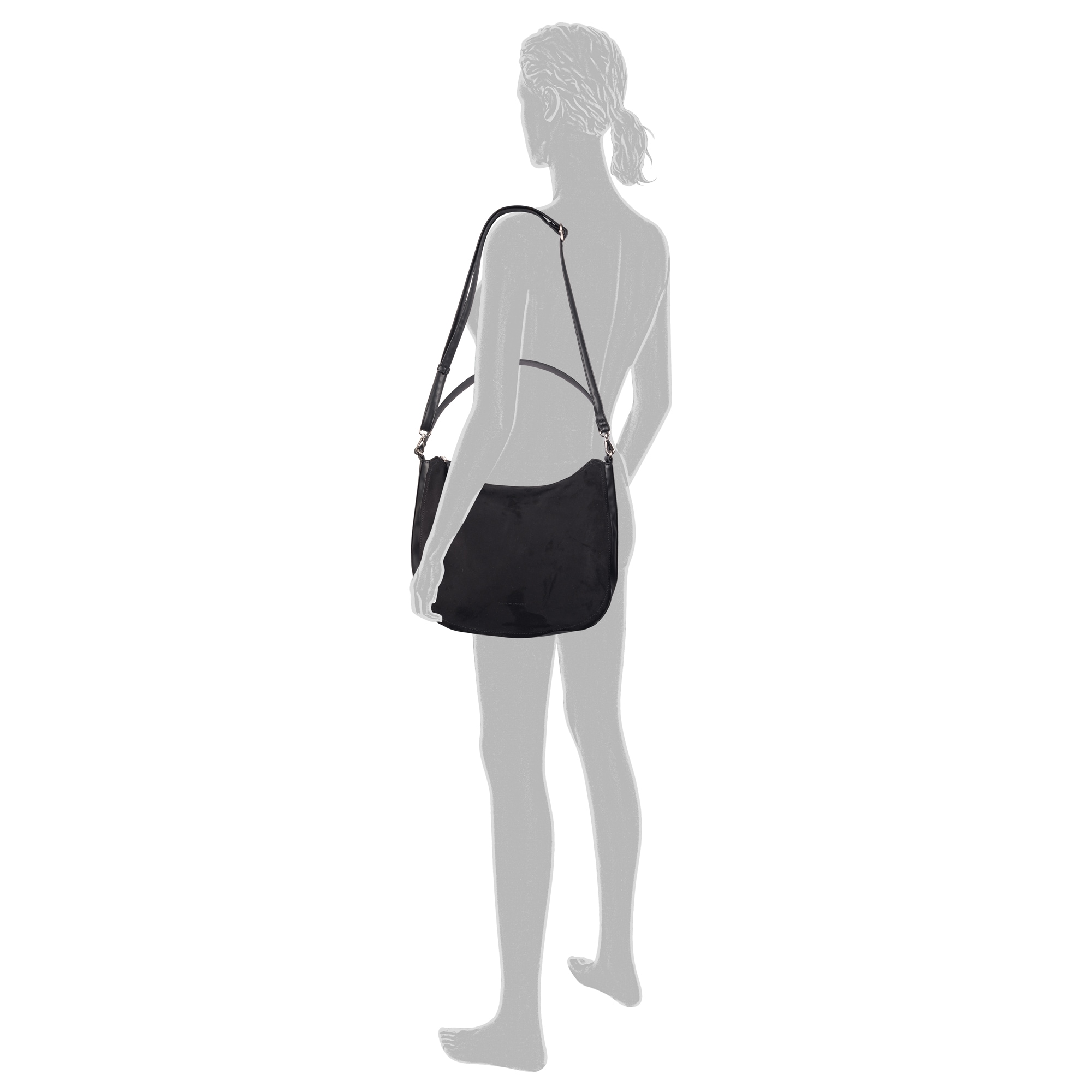 TOM TAILOR Hobo »Lorella«, aus weichem Suede-Imitat mit fein genarbtem Lederimitat besetzt