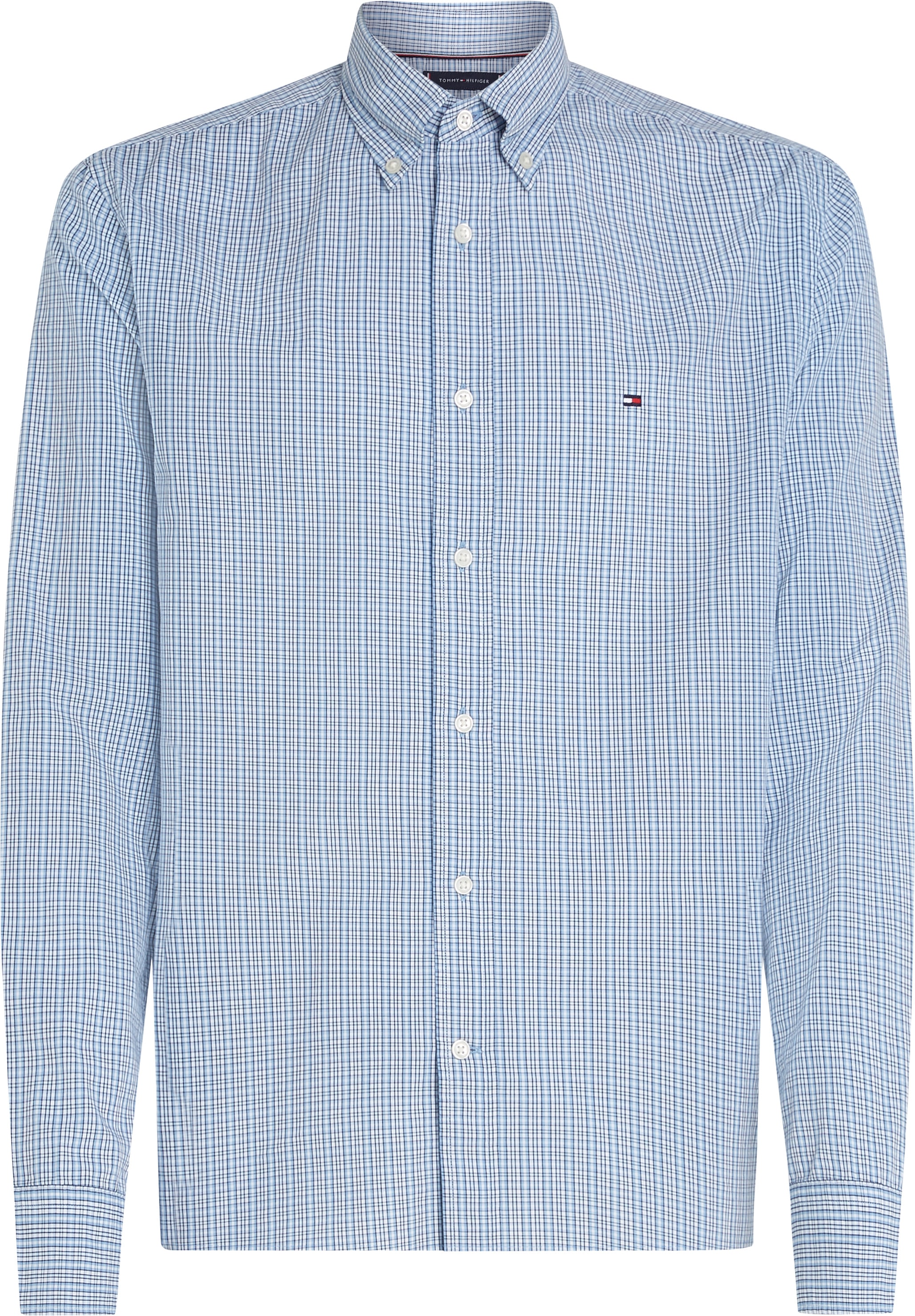 Tommy Hilfiger Chemise à manches longues »FLEX POPLIN SMALL TARTAN SHIRT« regular fit, kleinkariert, Button-down-Kragen