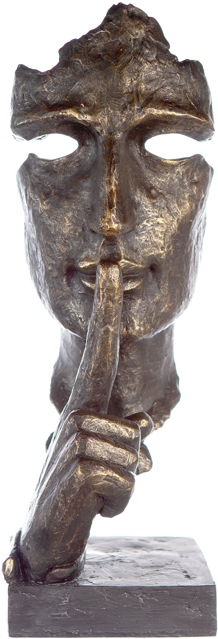 Image of Casablanca by Gilde Dekofigur »Skulptur Silence, bronzefarben/grau«, (1 St.), Dekoobjekt, Höhe 39 cm, mit Spruchanhänger, dekorativ im Wohnzimmer & Schlafzimmer bei Ackermann Versand Schweiz