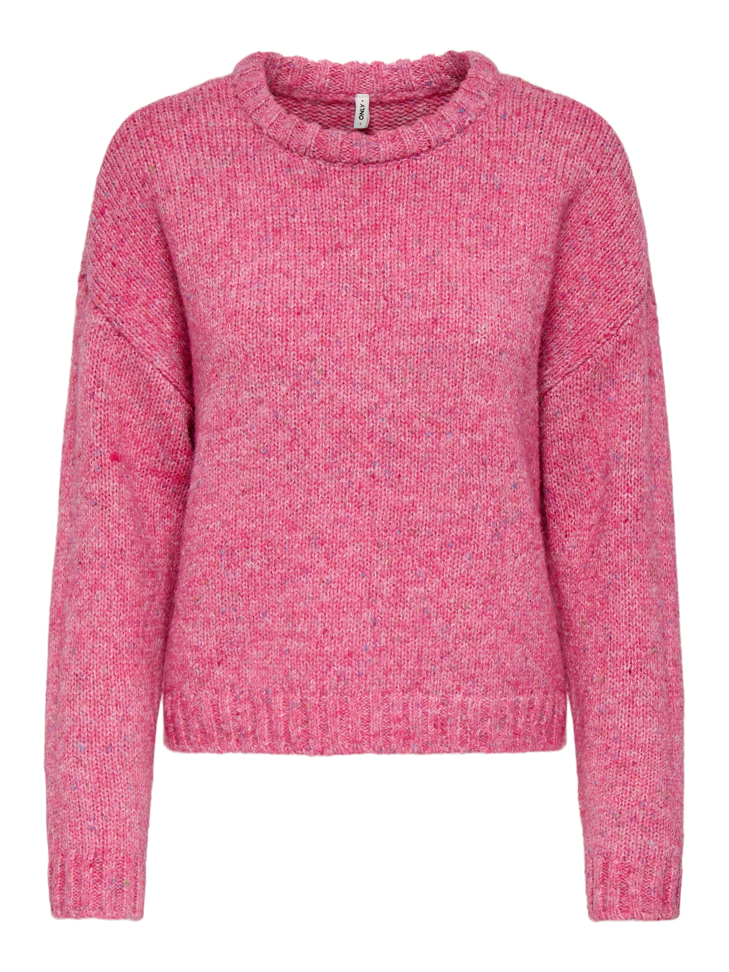 ONLY Strickpullover »ONLSMILLA LS LOOSE O-NECK CS KNT« Materialmix, verkürzte Form