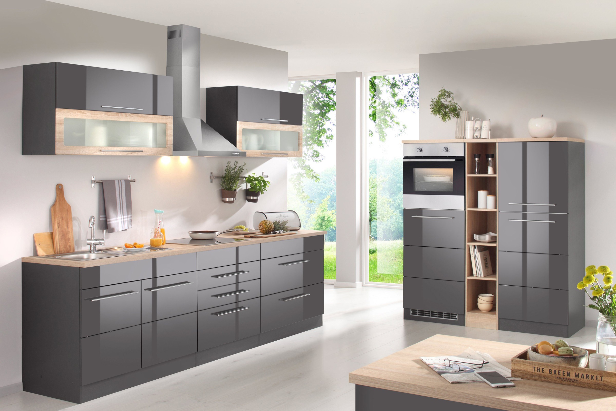 KOCHSTATION "KS-Wien" Breite 430 cm, wahlweise mit E-Geräten und Induktion