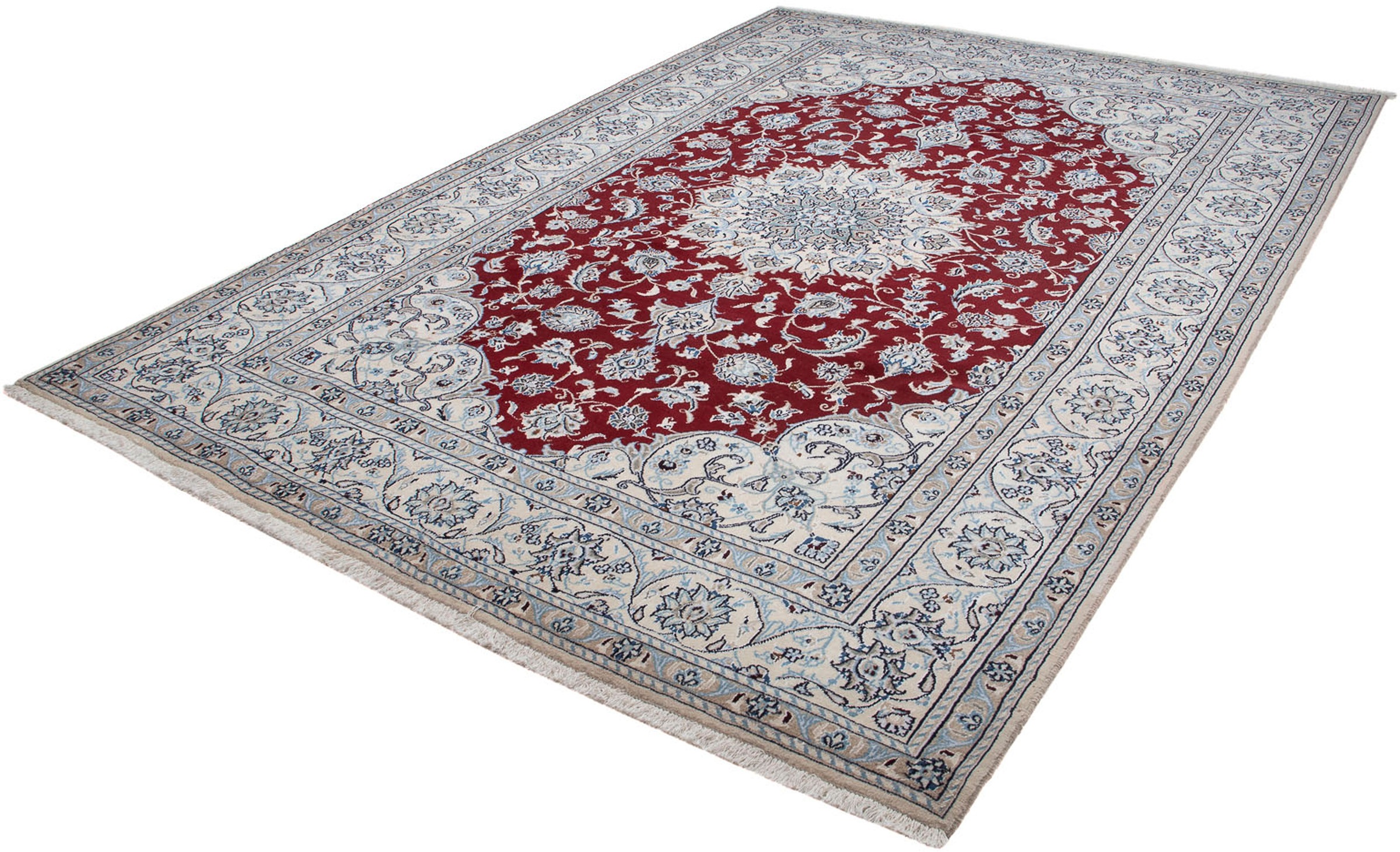 Image of morgenland Orientteppich »Perser - Nain - 300 x 202 cm - dunkelrot«, rechteckig, 10 mm Höhe, Wohnzimmer, Handgeknüpft, Einzelstück mit Zertifikat bei Ackermann Versand Schweiz