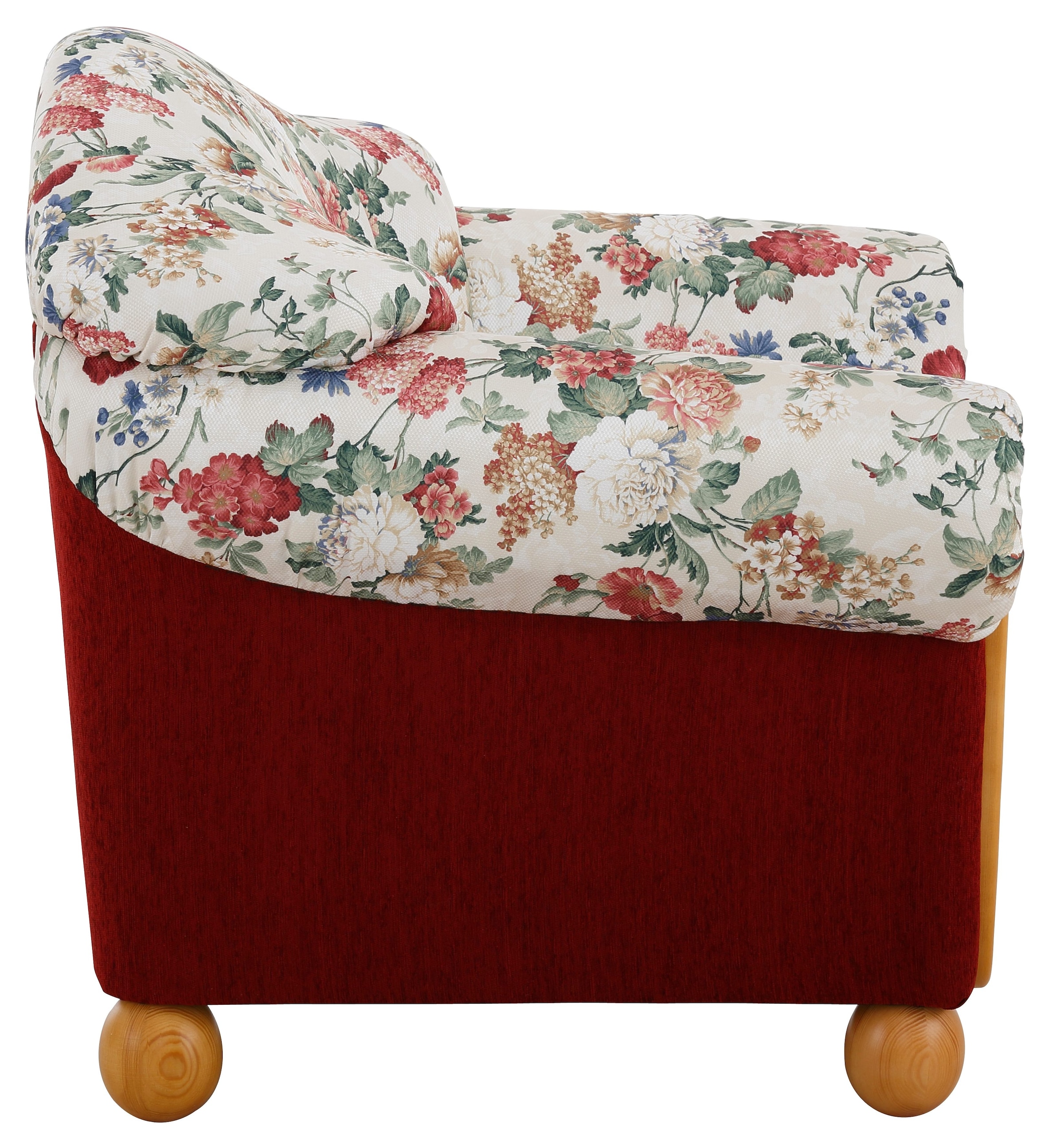 Home affaire Fauteuil »Milano, bequemer Loungesessel, Landhaus-Stil, Holz-Chatosen und -Füsse«