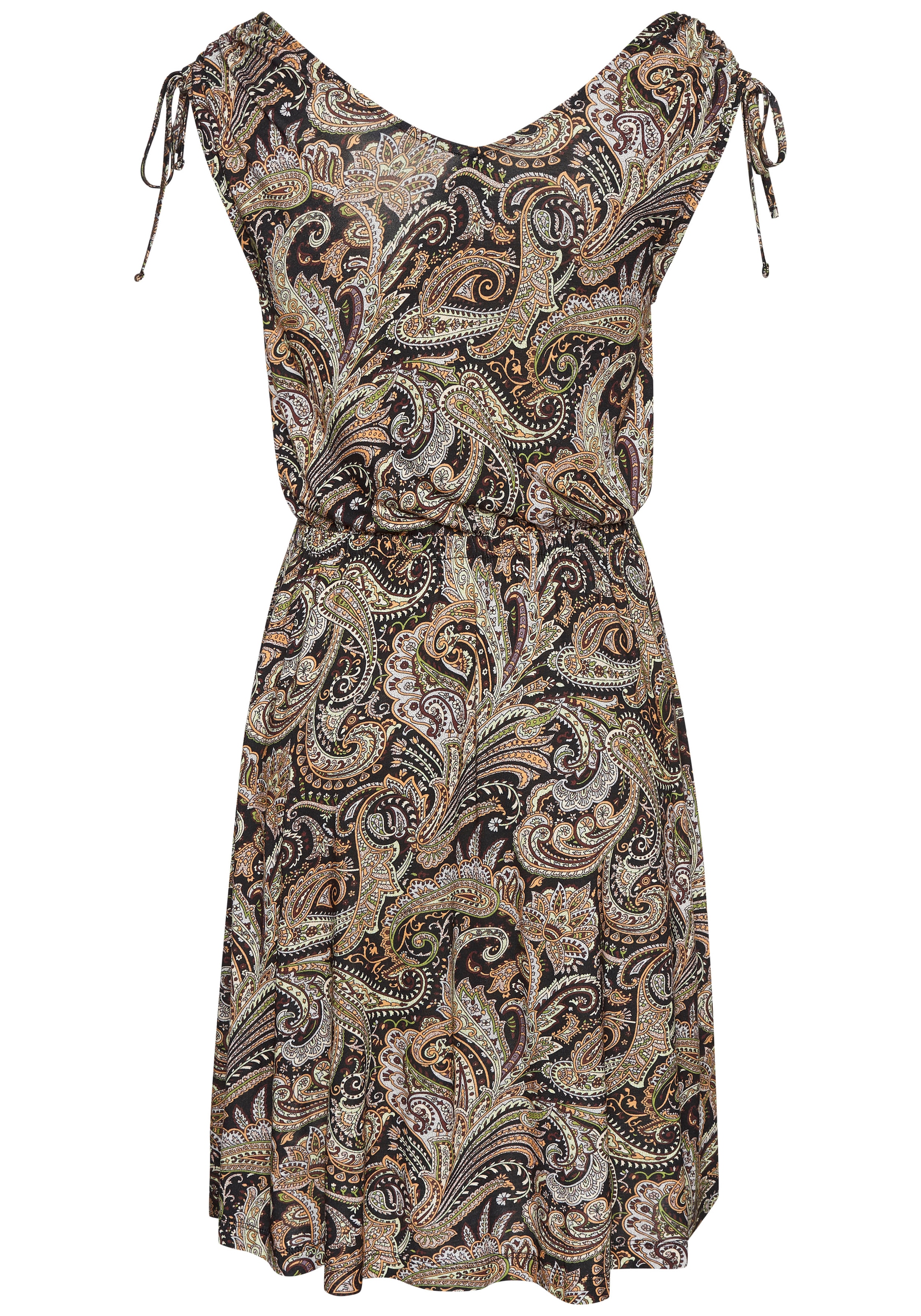 LASCANA Jerseykleid, mit Bändern an den Trägern, Alloverprint