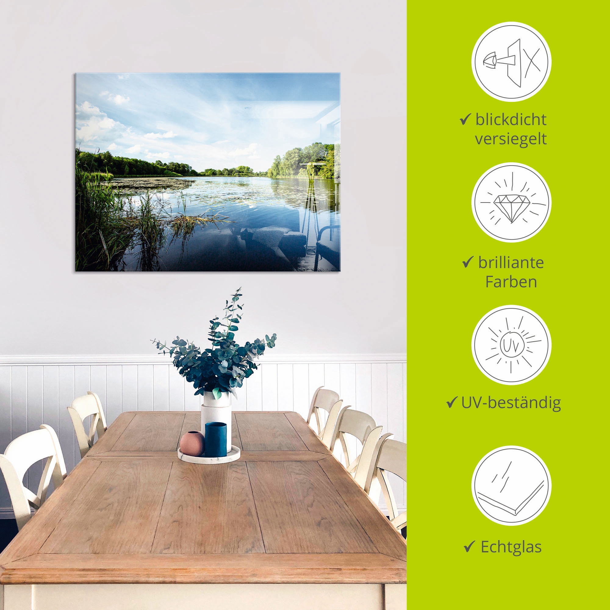 Artland Glasbild »Idylle pur«, Gewässer, (1 St.), in verschiedenen Grössen