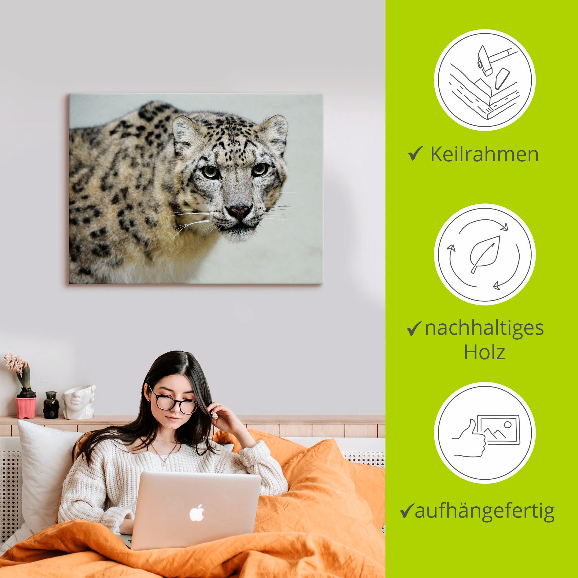 Artland Fresque murale »Schneeleopard« 1 cuis tlg. als Alubild, Leinwandbild in verschied. Grössen