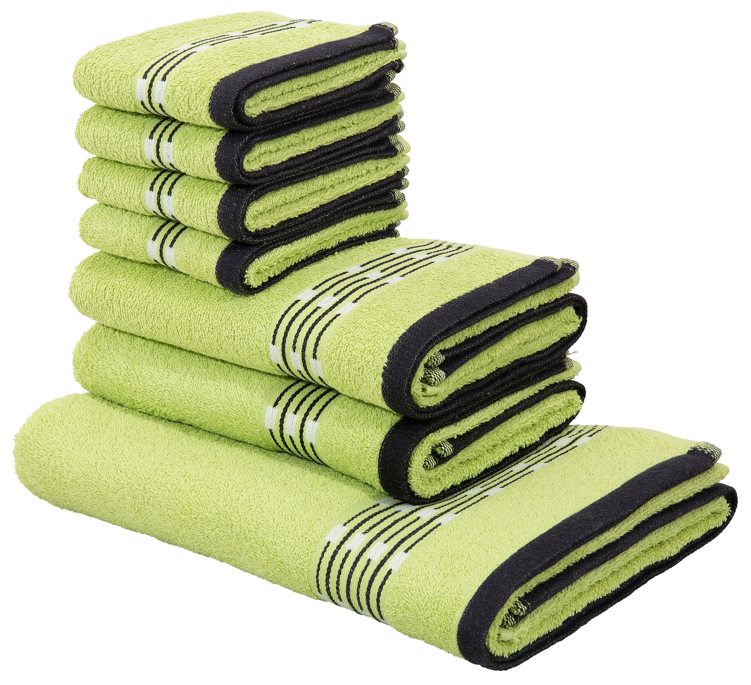 my home Handtuch Set »Jonnie«, Set, 7 tlg., Walkfrottee, Handtücher aus  100% Baumwolle, Handtuchset mit gemusterter Bordüre versandkostenfrei auf