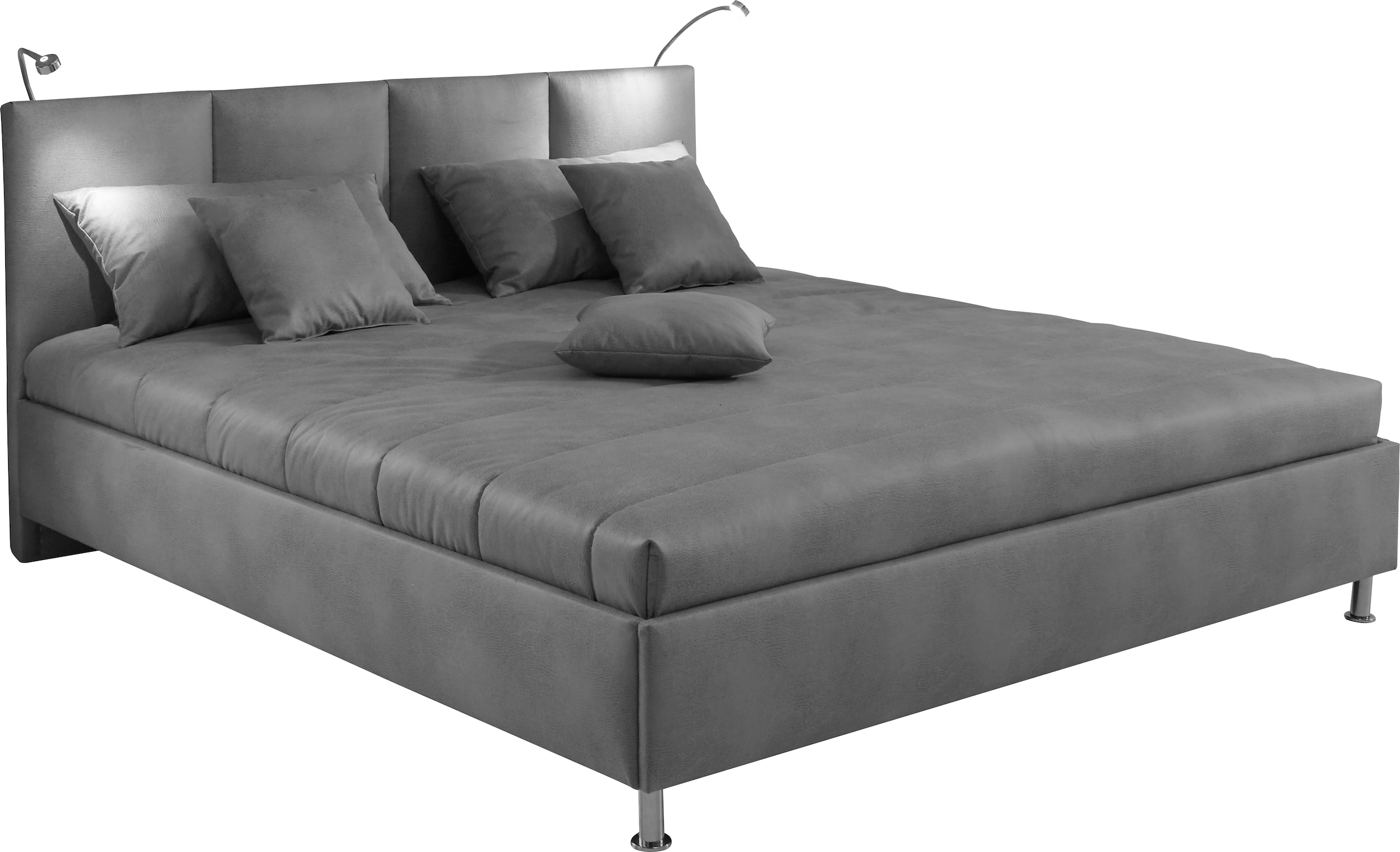 Westfalia Schlafkomfort Bett mit Bezug aus Microvelours in Lederoptik, vormontierte Schrauben