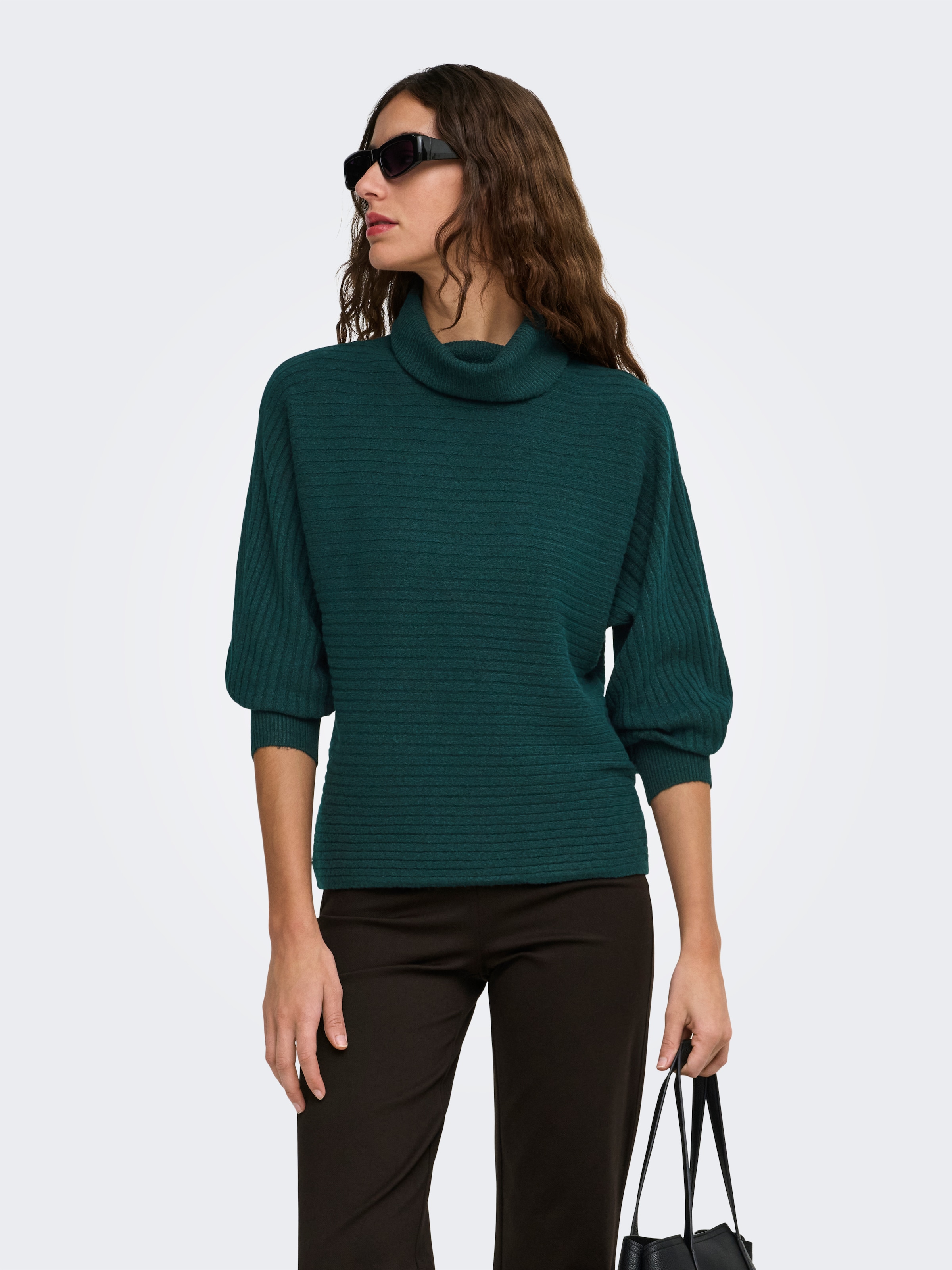 ONLY Pull à col roulé »ONLWINNIE LS ROLLNECK CS KNT« Materialmix, Stretch, regular fit