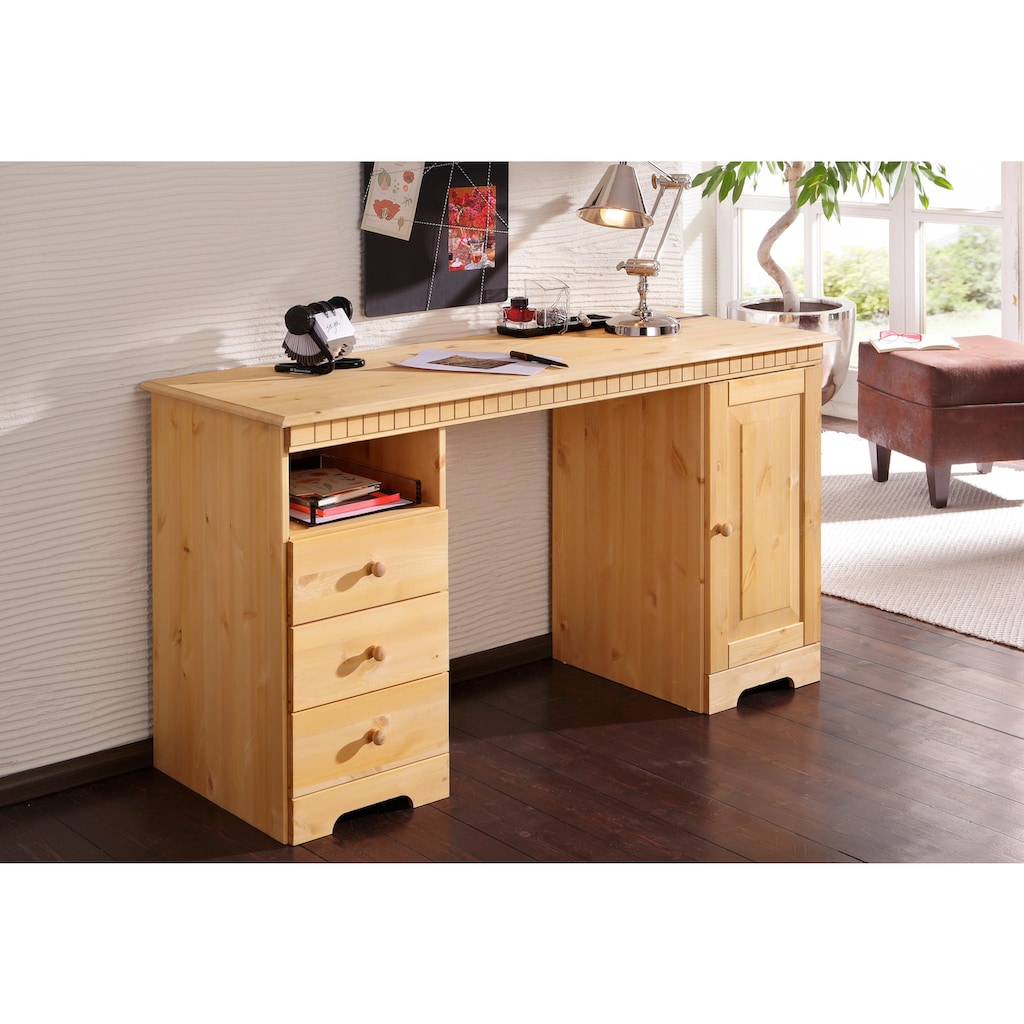 Home affaire Schreibtisch »Lisa«, aus Massivholz, in verschiedenen Farbvarianten, Breite 140 cm