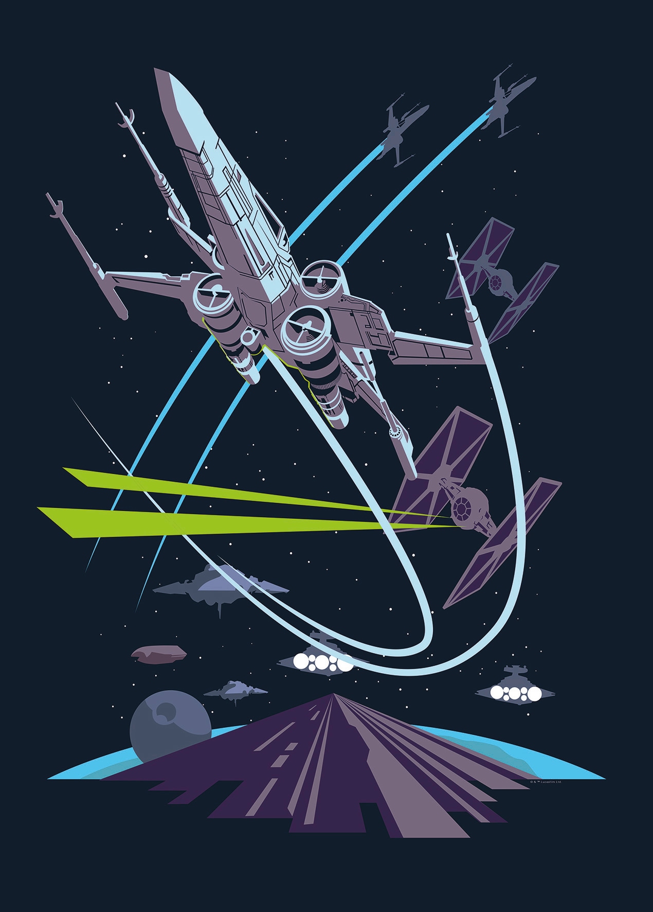 Image of Komar Bild "Star Wars Classic Vector X-Wing" Star Wars 1 Stk. tlg. Wandbild zur Dekoration im Kinderzimmer - ohne Rahmen