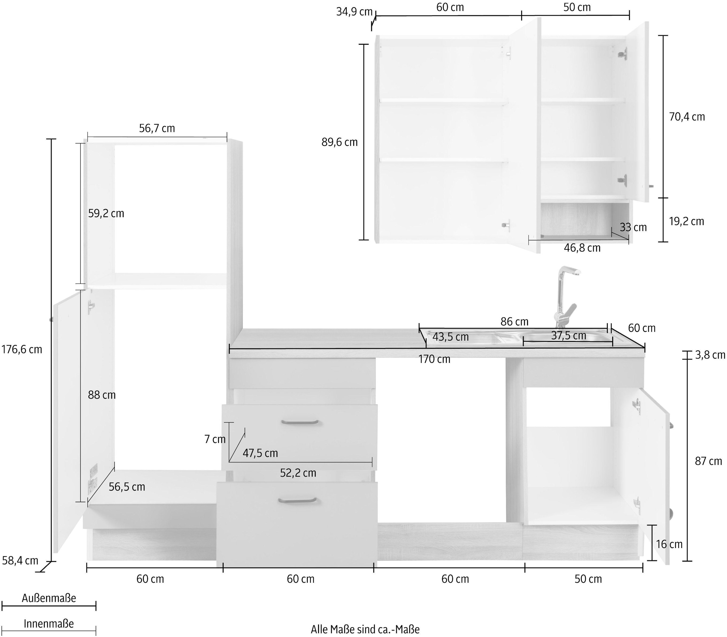 OPTIFIT Küchenzeile »Elga«, Premium-Küche, Soft-Close-Funktion, grossen  Vollauszügen, Breite 230 cm kaufen