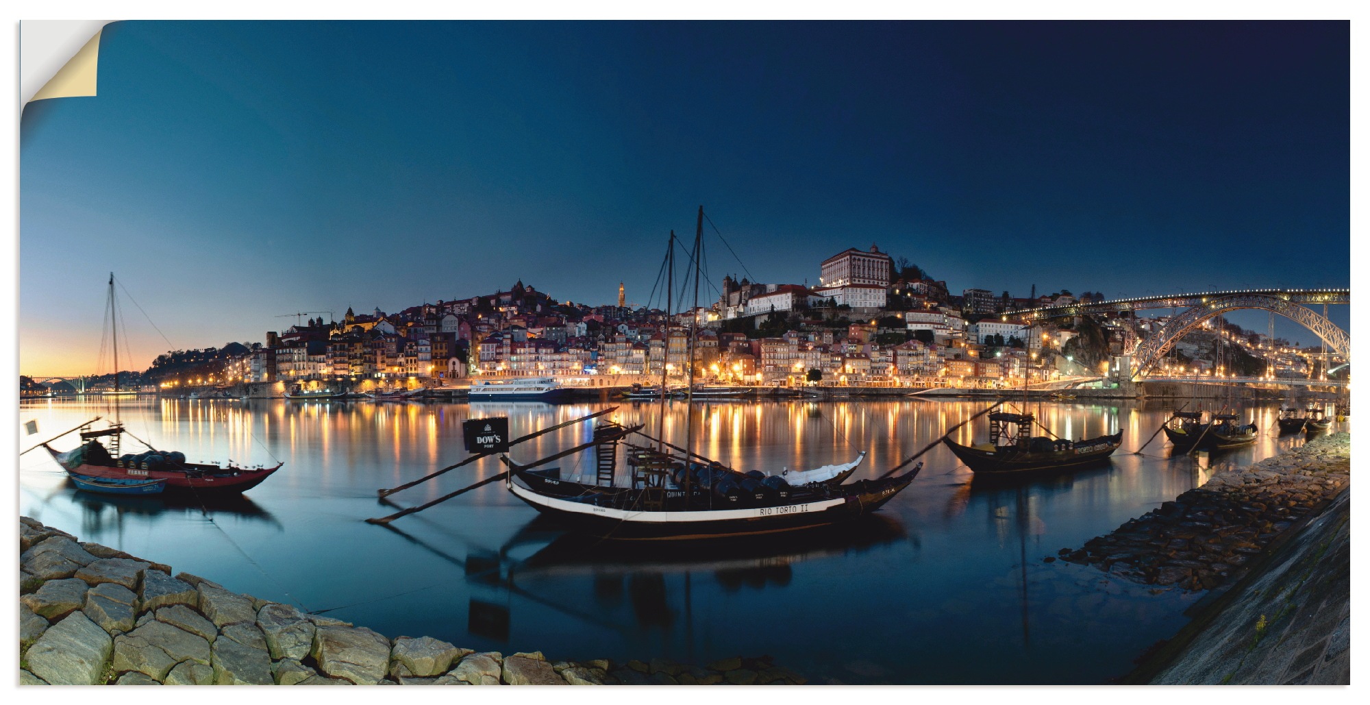 Image of Artland Wandbild »Porto - Nachtpanorama«, Europa, (1 St.), in vielen Grössen & Produktarten - Alubild / Outdoorbild für den Aussenbereich, Leinwandbild, Poster, Wandaufkleber / Wandtattoo auch für Badezimmer geeignet bei Ackermann Versand Schweiz