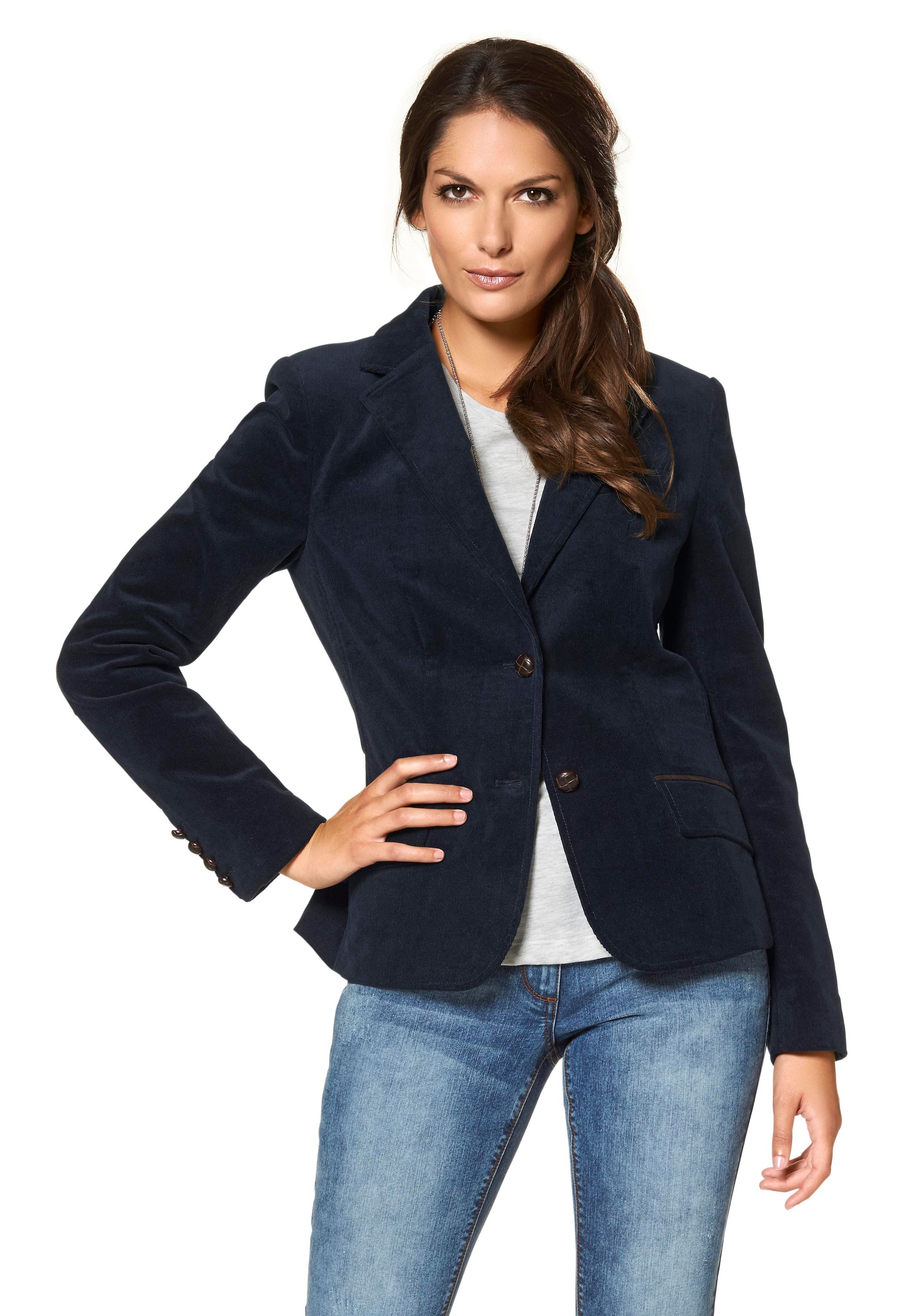 ♕ Aniston CASUAL Jackenblazer, mit Ärmelpatches Lederimitat-Einfassungen und versandkostenfrei kaufen