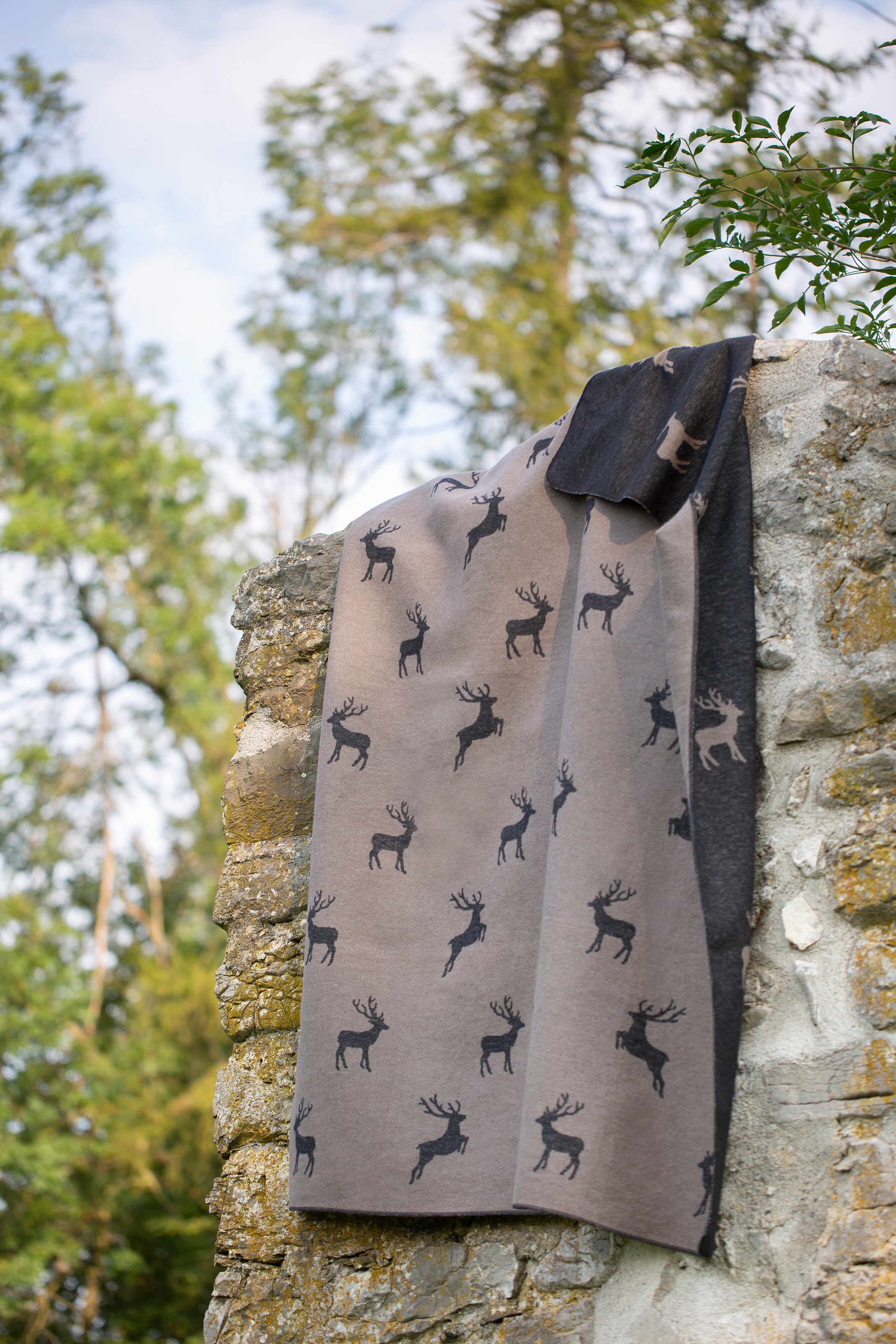 Image of DAVID FUSSENEGGER Wohndecke, mit allover Hirschmotiv bei Ackermann Versand Schweiz