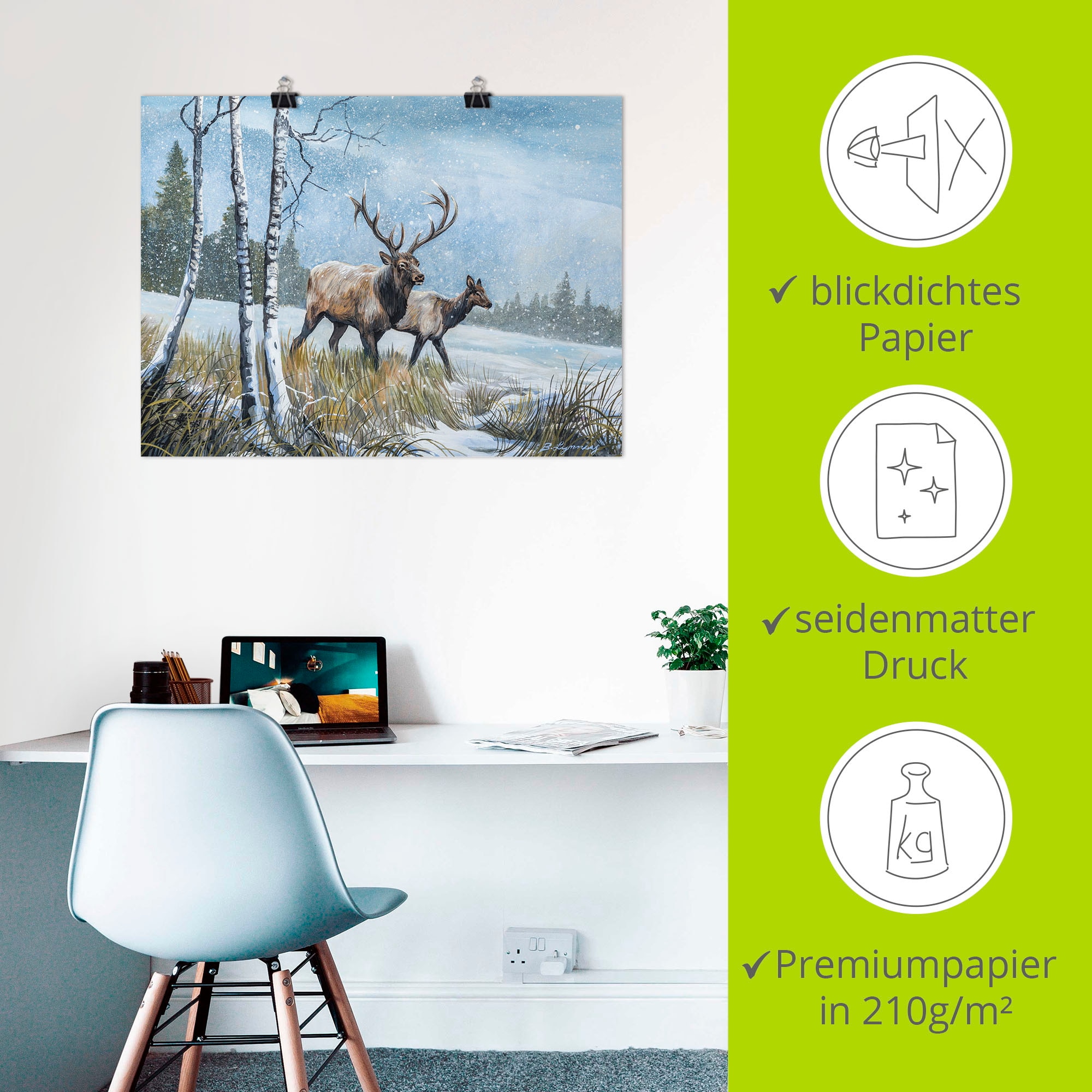 Artland Poster »Hirsch Reise IV«, Wildtiere, (1 St.), als Alubild, Leinwandbild, Wandaufkleber oder Poster in versch. Grössen