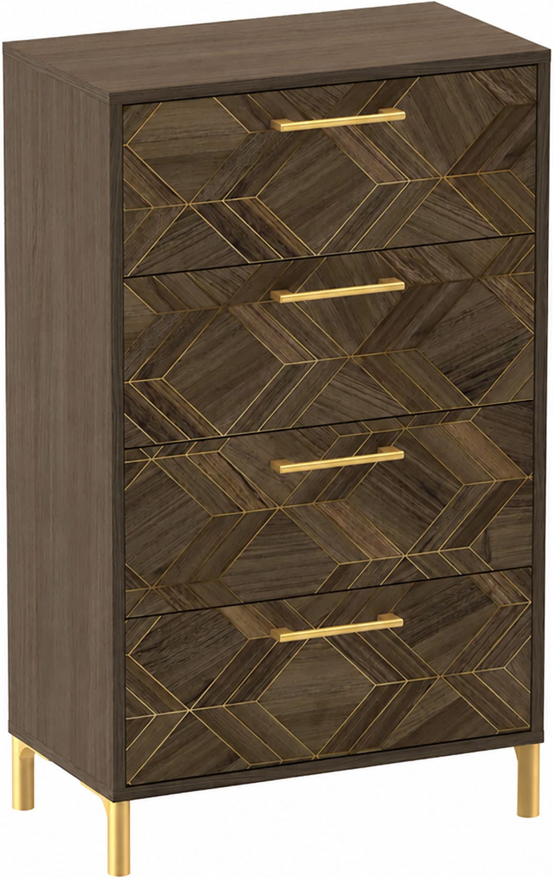 Image of Schildmeyer Kommode "Glenn, Art-Déco Design mit eleganten Goldakzenten, Made in Germany" 1 Stk. tlg. Nussbaum Art-Déco Design mit eleganten Goldakzenten, Made in Germany