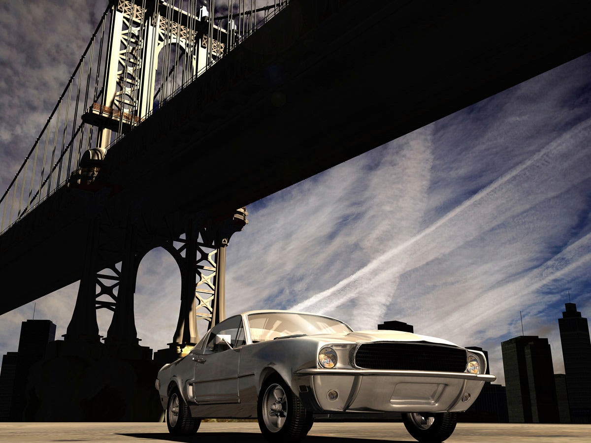 Fototapete »Auto unter Brücke«