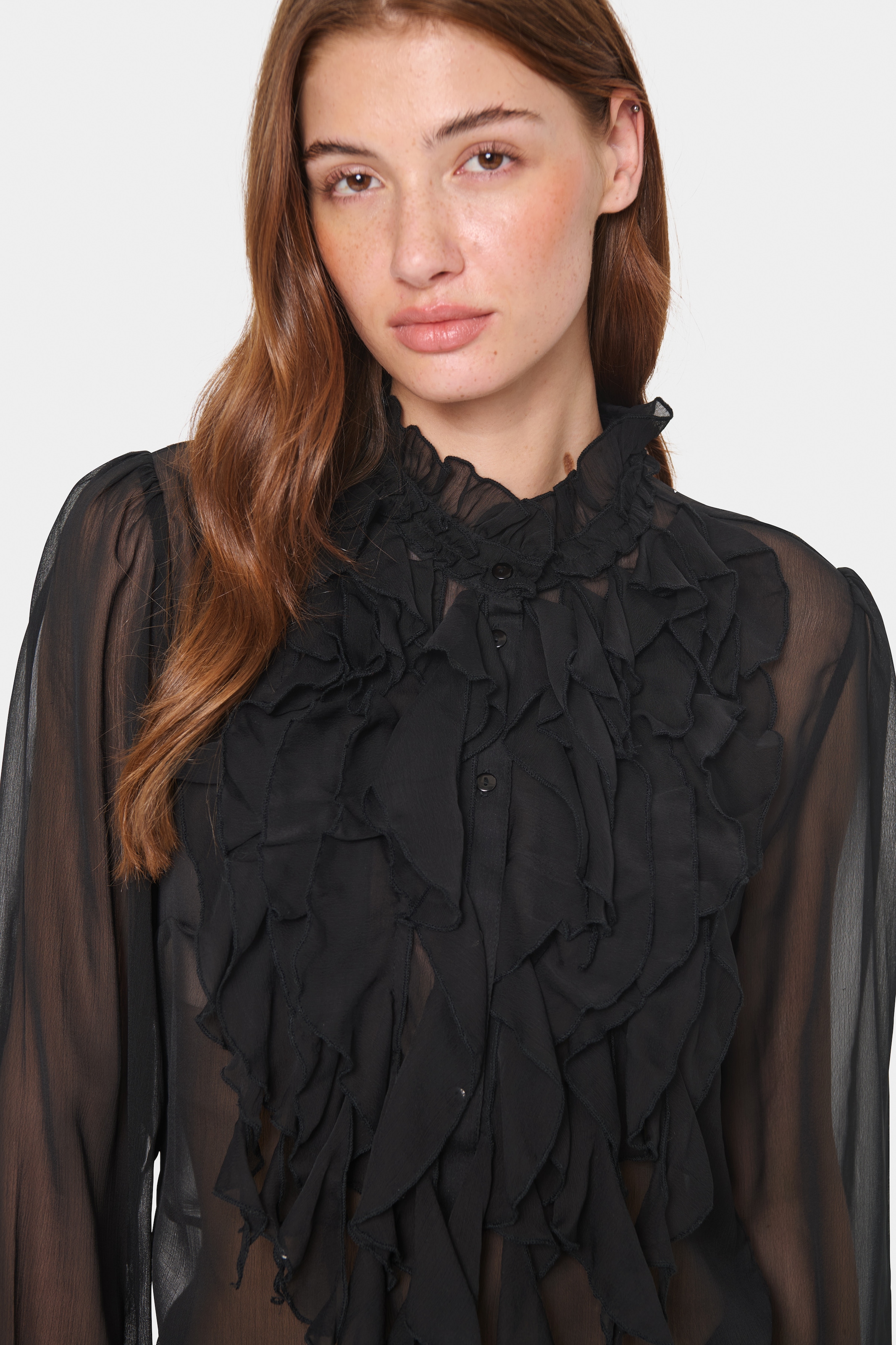 Saint Tropez Rüschenbluse »LiljaSZ Crinkle LS Shirt«