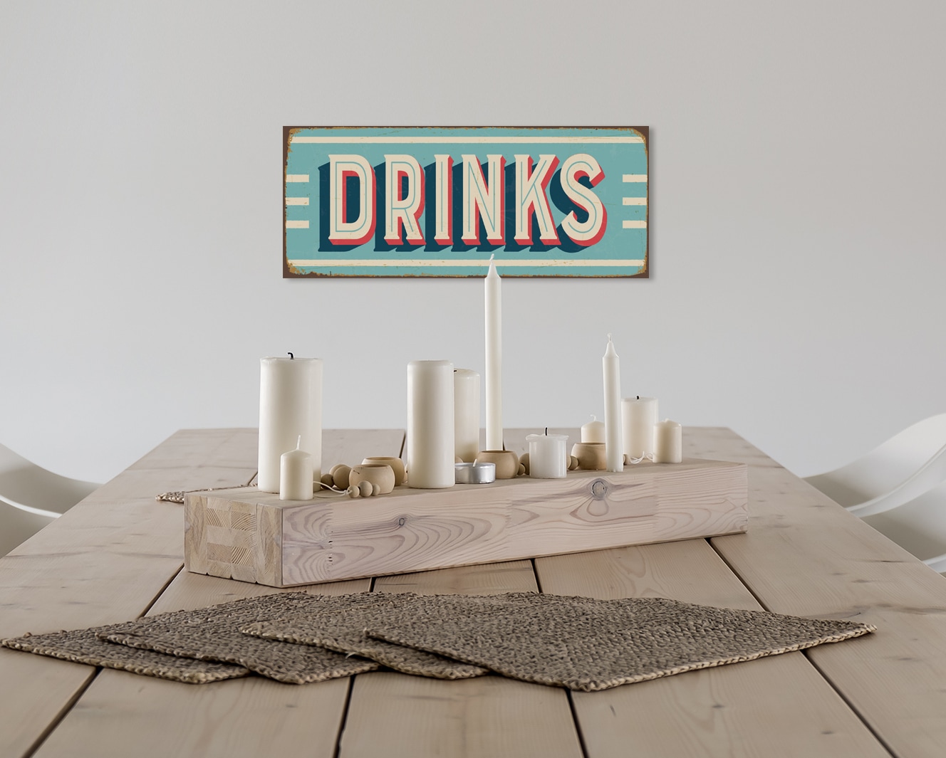 queence Metallbild »DRINKS«, Sprüche & Texte, Schriftzug, Stahlschilder