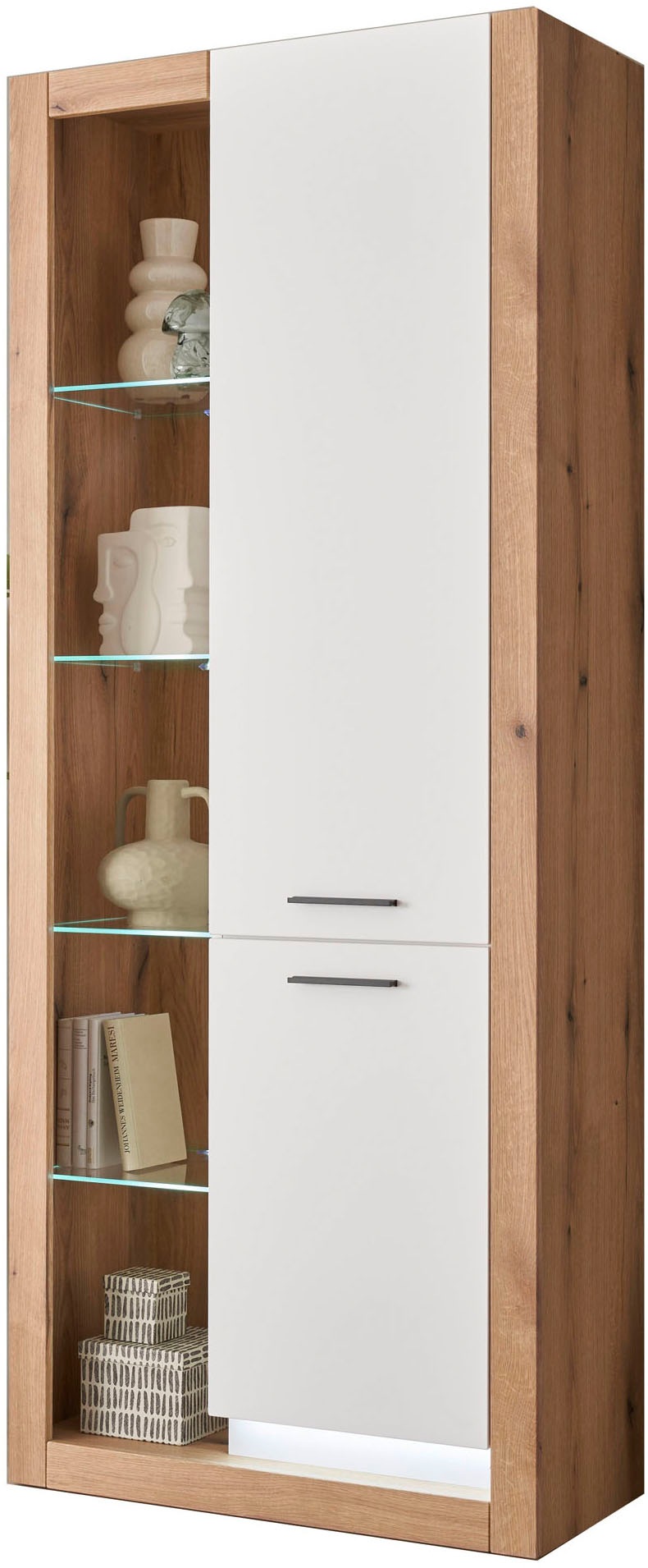 Image of Home affaire Vitrine "Brixen, Vitrinenschrank in Eiche Dekor, moderne Standvitrine" Metallgriffe, ausreichend Stauraum, vielseitig einsetzbar, 80 cm breit