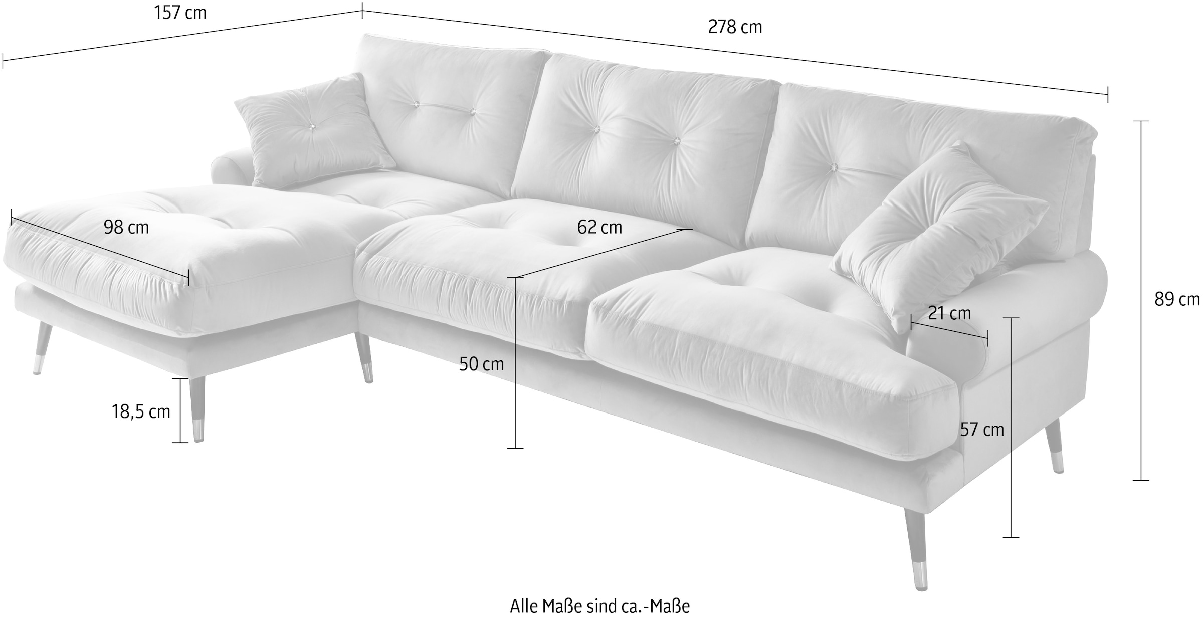 Trends by HG Ecksofa »Samir L-Form«, mit Strasssteinen und goldfarben Applikationen