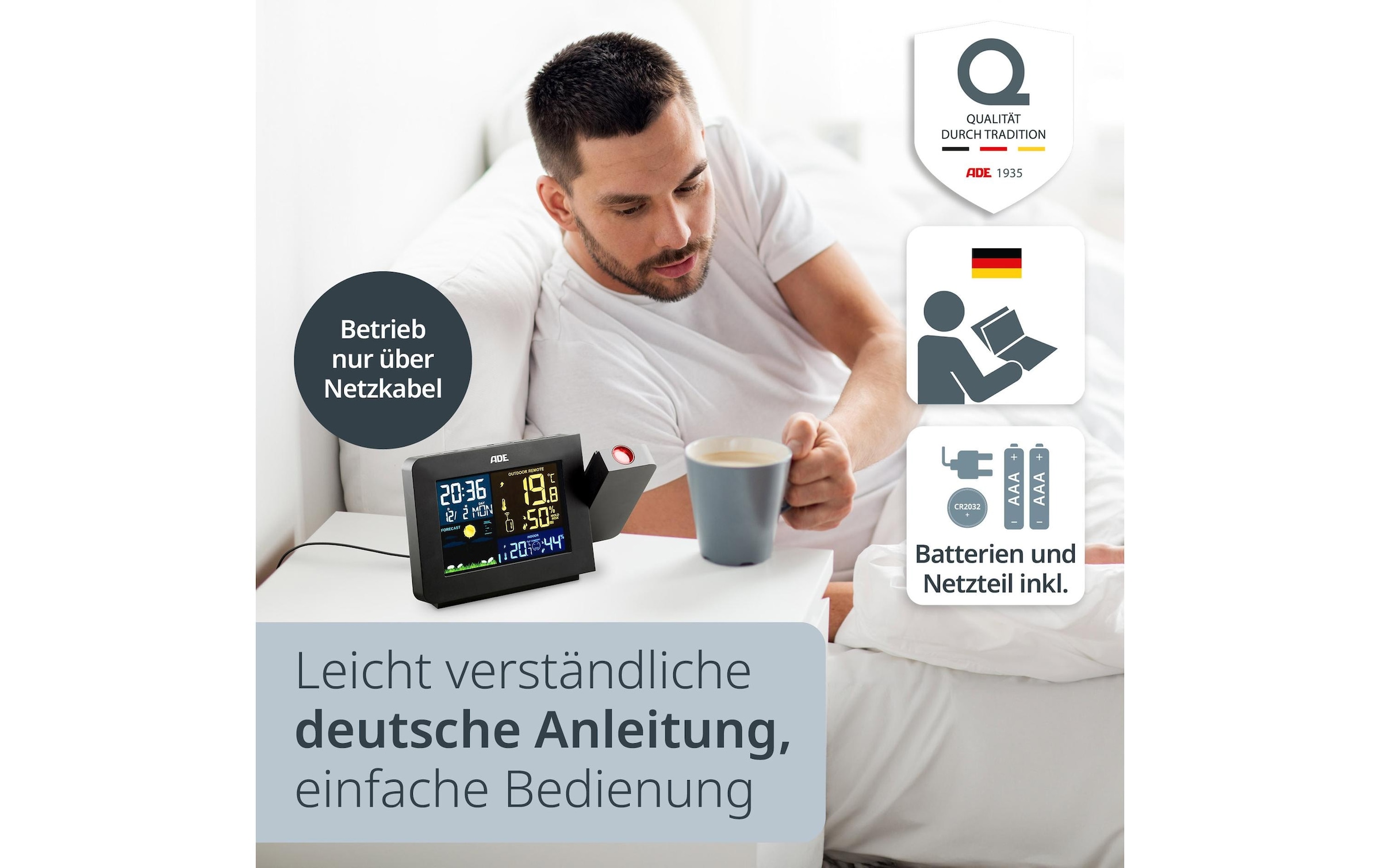 ADE Funkwetterstation »mit Funk-Aussensensor«