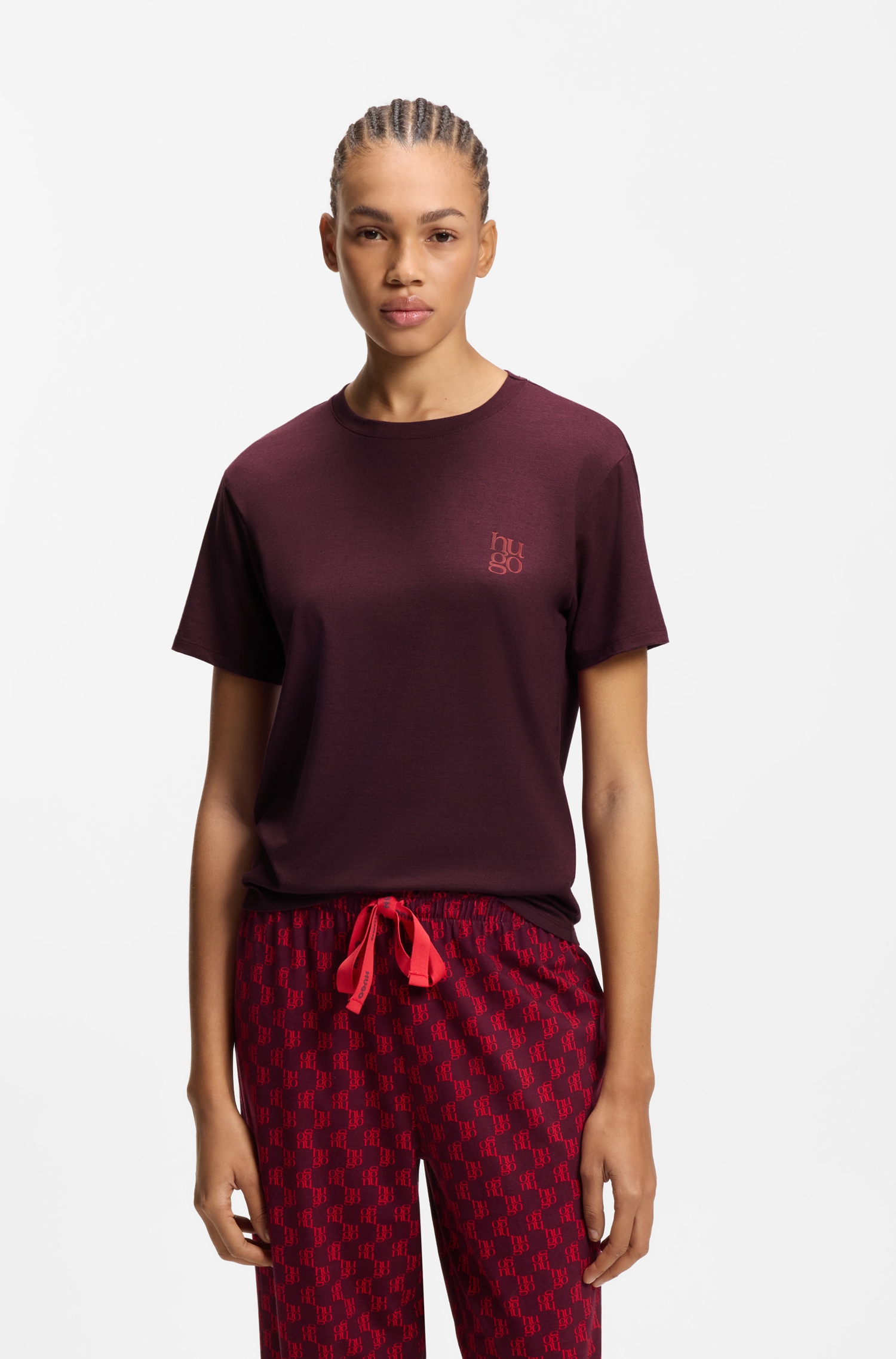 Image of HUGO Underwear Pyjamaoberteil aus Stretch-Jersey mit Logo-Artwork, Rundhals, regular fit