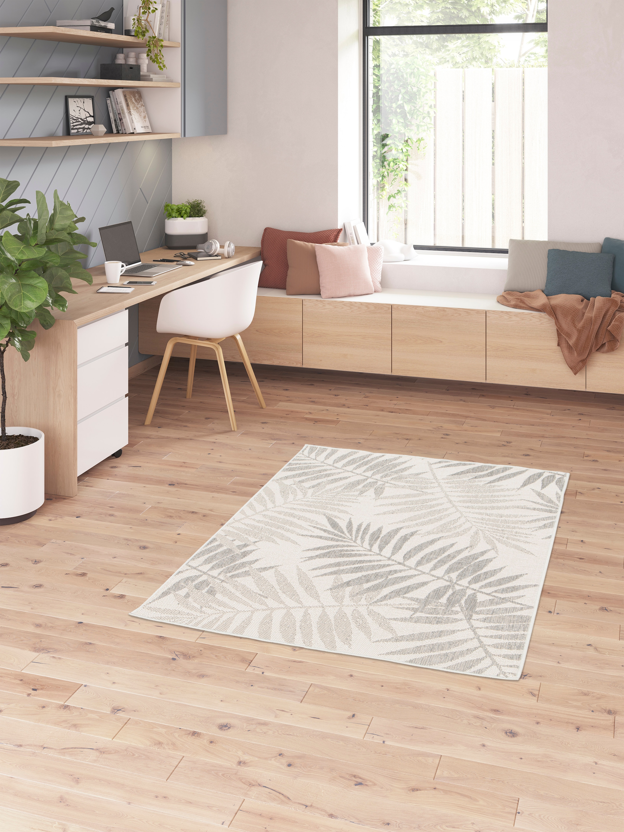 Primaflor-Ideen in Textil Teppich »Outdoorteppich RENEW - Leaves« rechteckig 4 mm Höhe Flachgewebe, Blätter, In- und Outdoor geeignet, Balkon & Terrasse