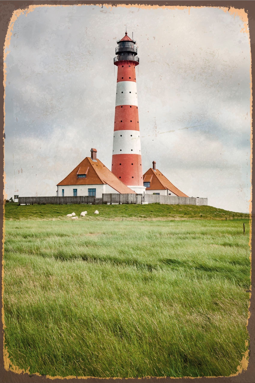 queence Metallbild »Leuchtturm II«, Leuchtturm, (1 St.), Stahlschilder
