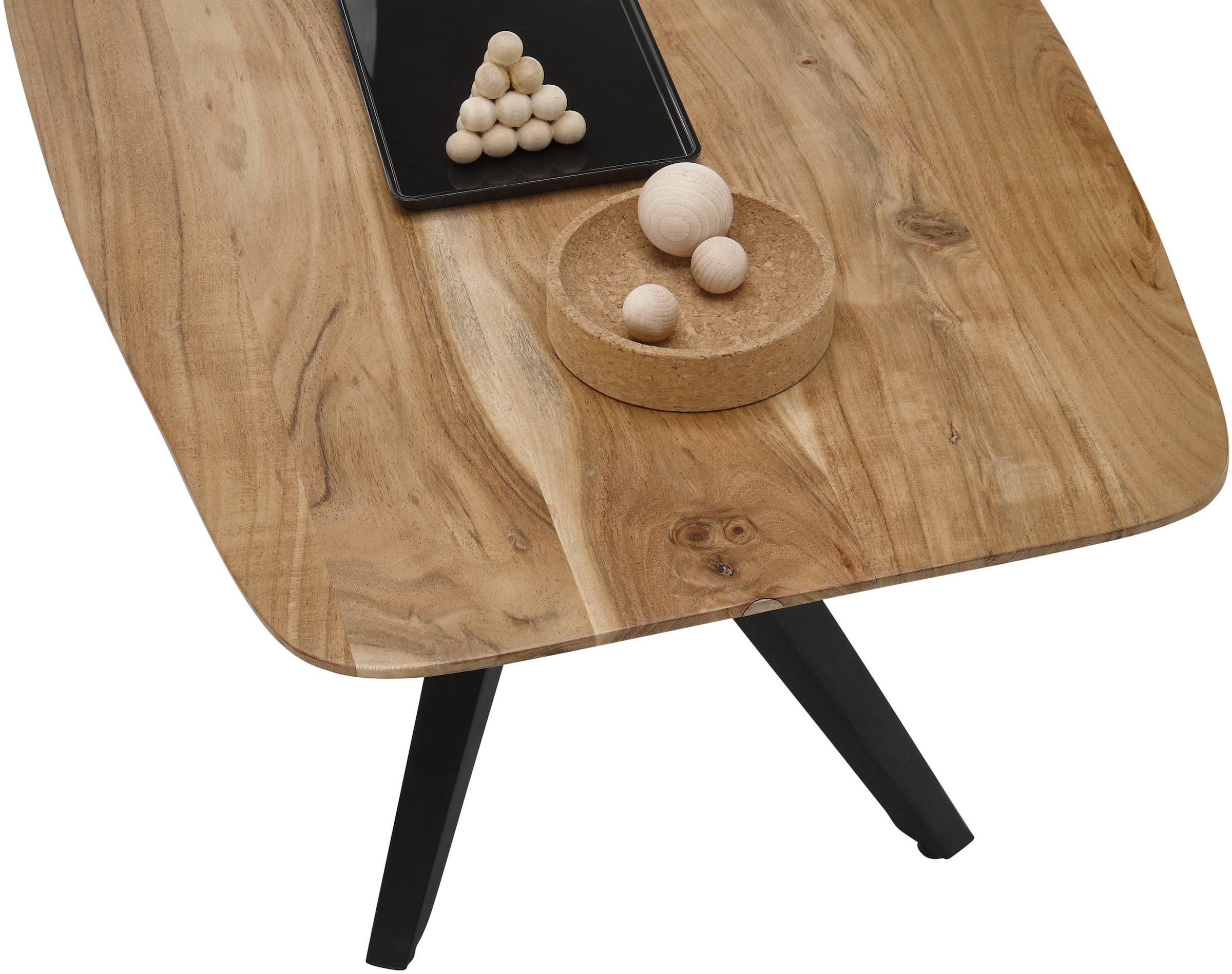 Stolkom Table basse »Bill Wohnzimmertisch Akazie Massivholz, BxHxT 110x45x60 cm« Schweizer Kante, Industrial Style Akazie Massivholz