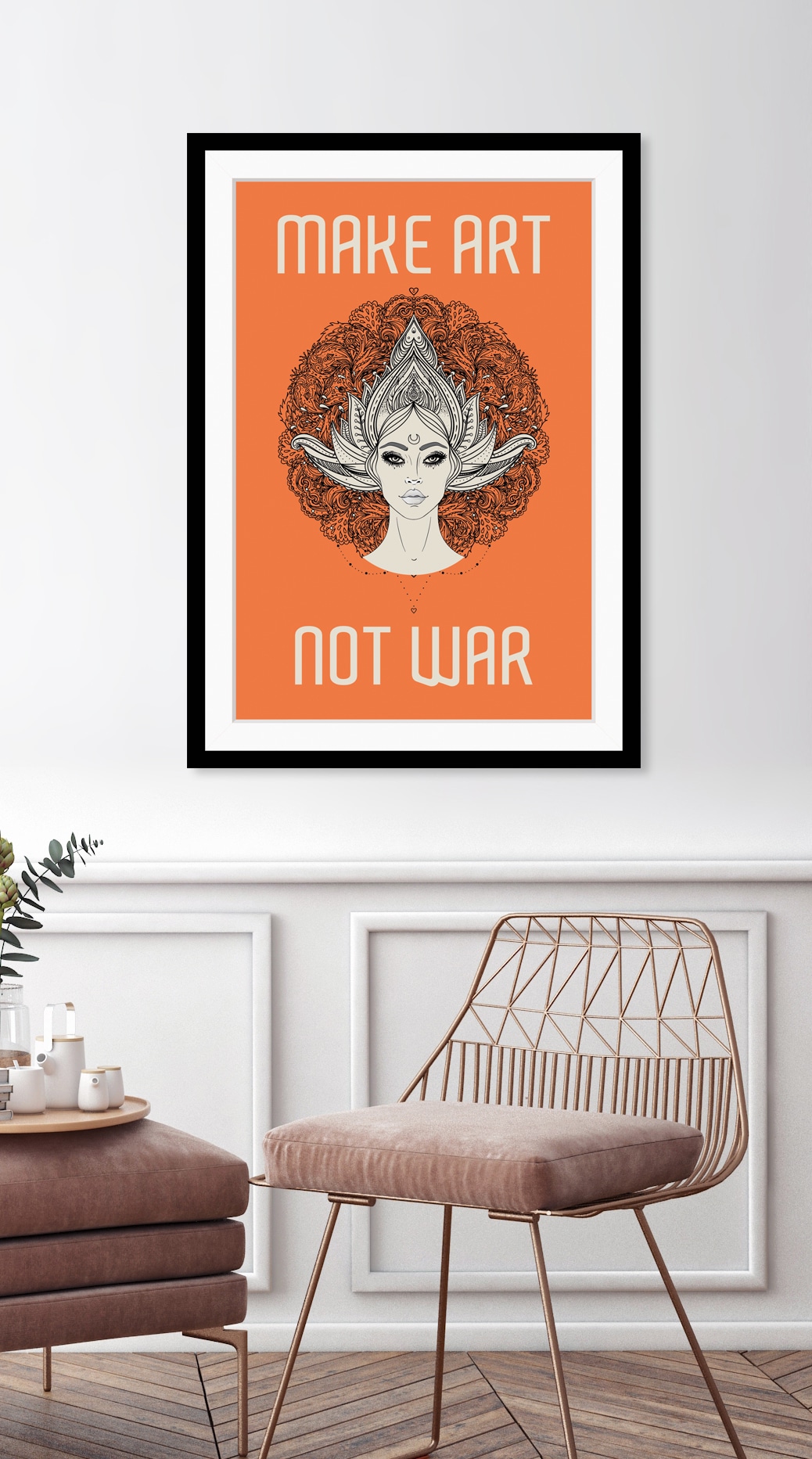 queence Image »MAKE ART NOT WAR« HD Premium Poster-Druck inkl. Holzrahmen
