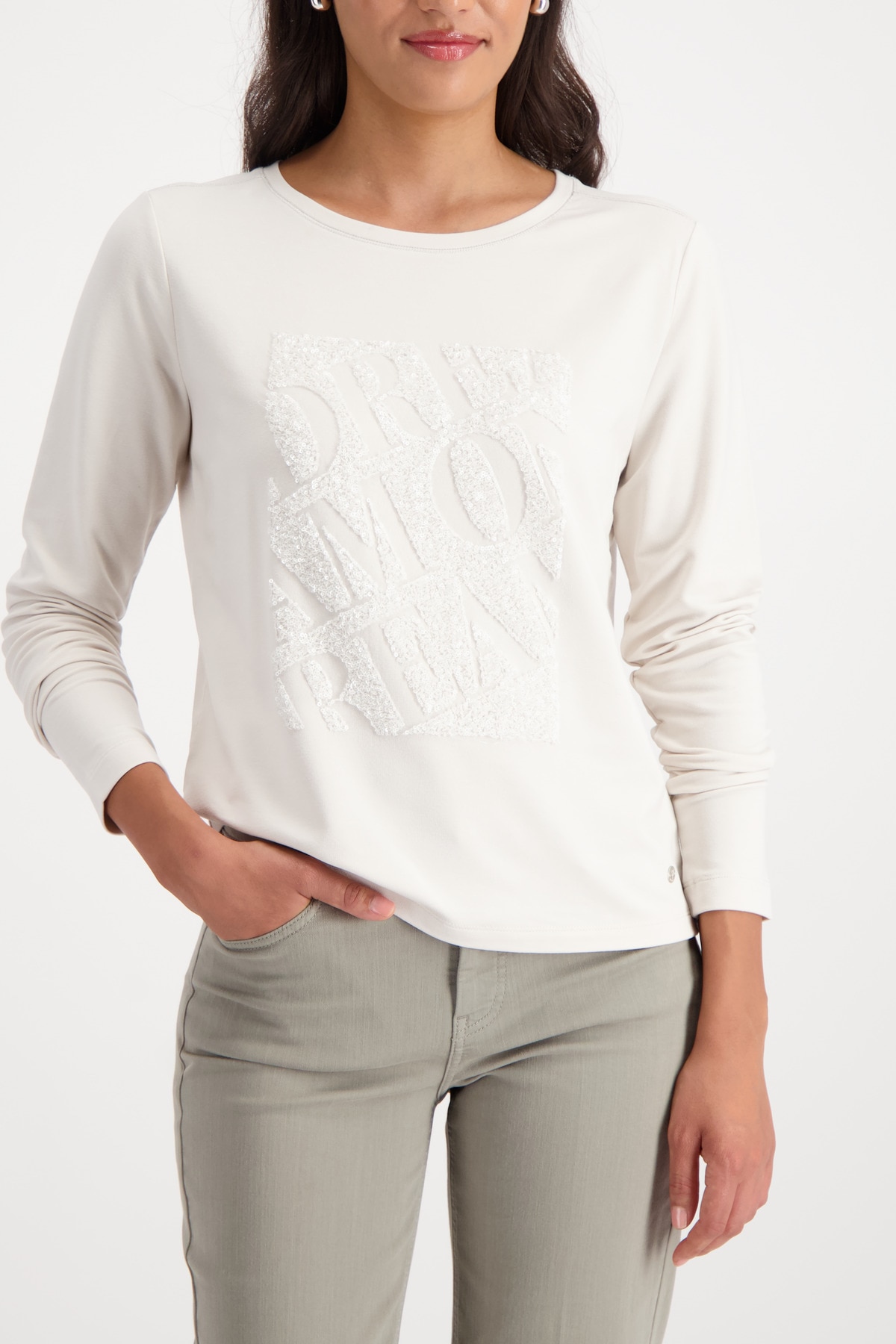 Image of Monari Langarmshirt "Shirt Pailletten Stick" Regular fit mit Rundhalsausschnitt