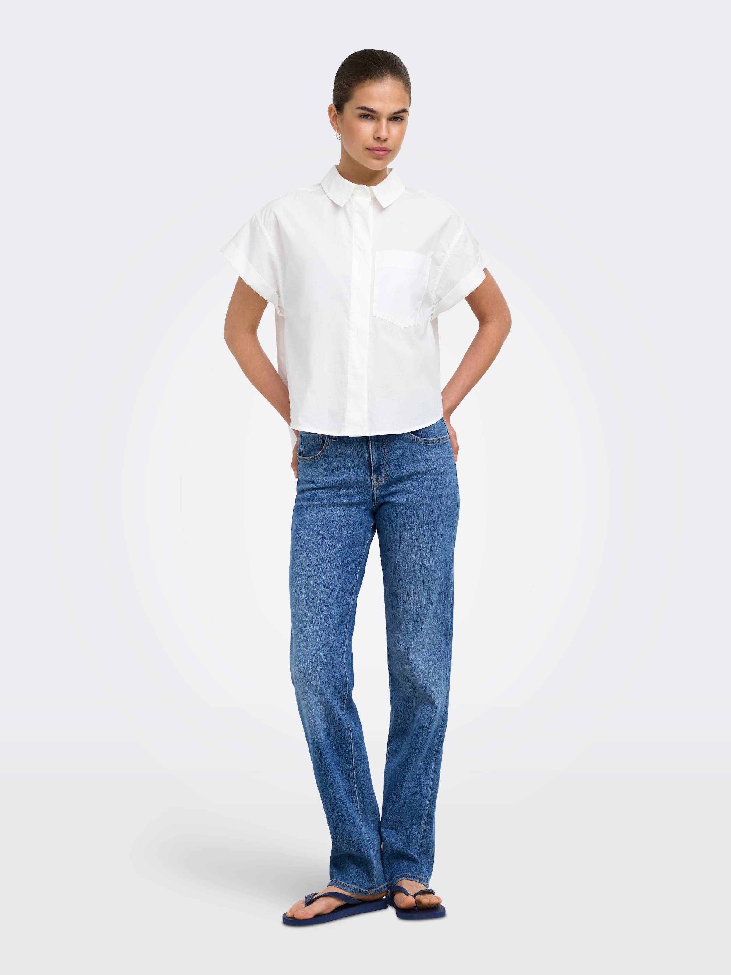 ONLY Slim-fit-Jeans »ONLPOWER MW PUSH UP SLIM STRAIGHT DNM« Baumwollmischung, mid waist, slim fit