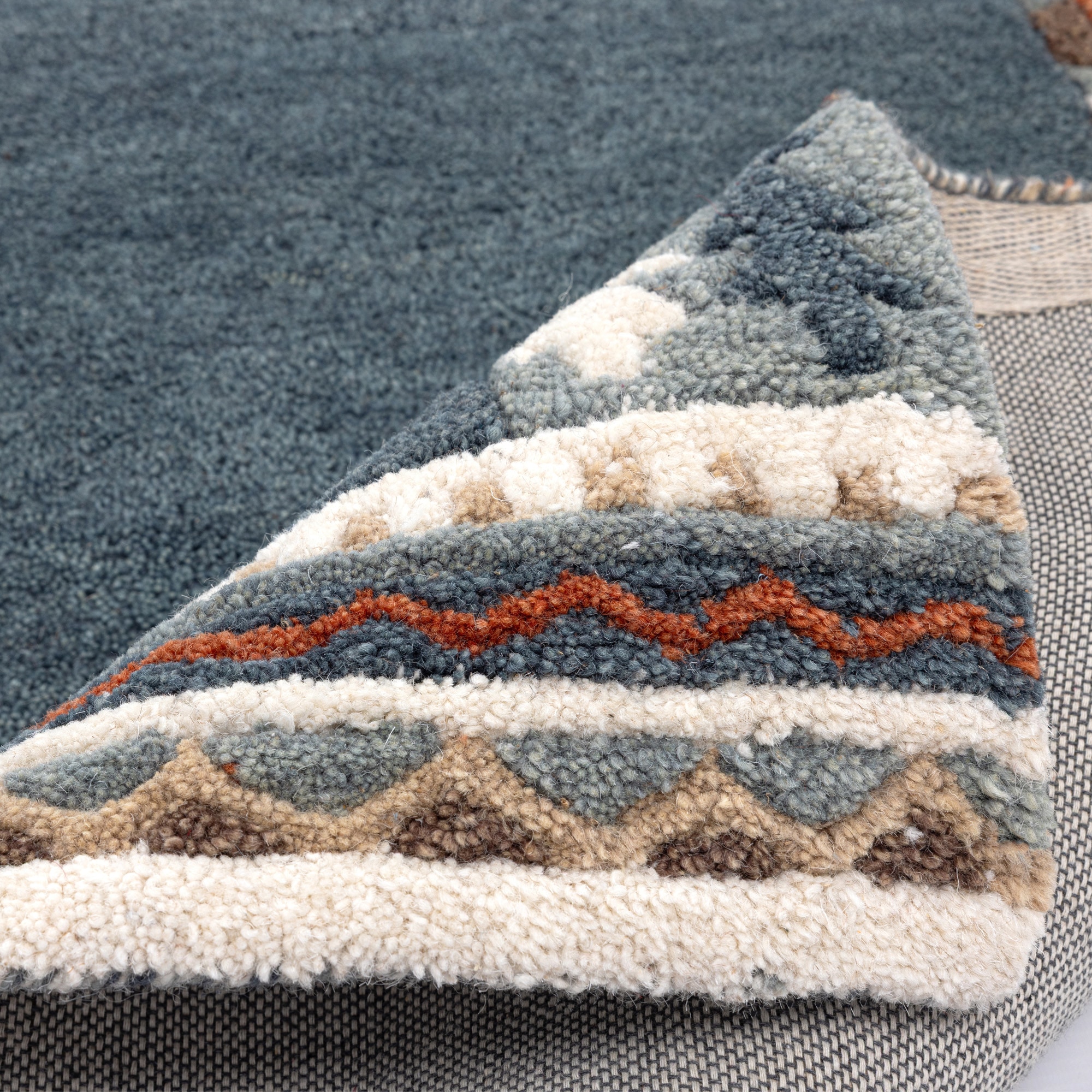 THEKO Chemin de table »Nuno, reine Wolle,  Handgefertigt, mit Bordüre« Rectangulaire 14 mm Höhe handgetuftet, Brücke, Wohnzimmer, Schlafzimmer, Esszimmer