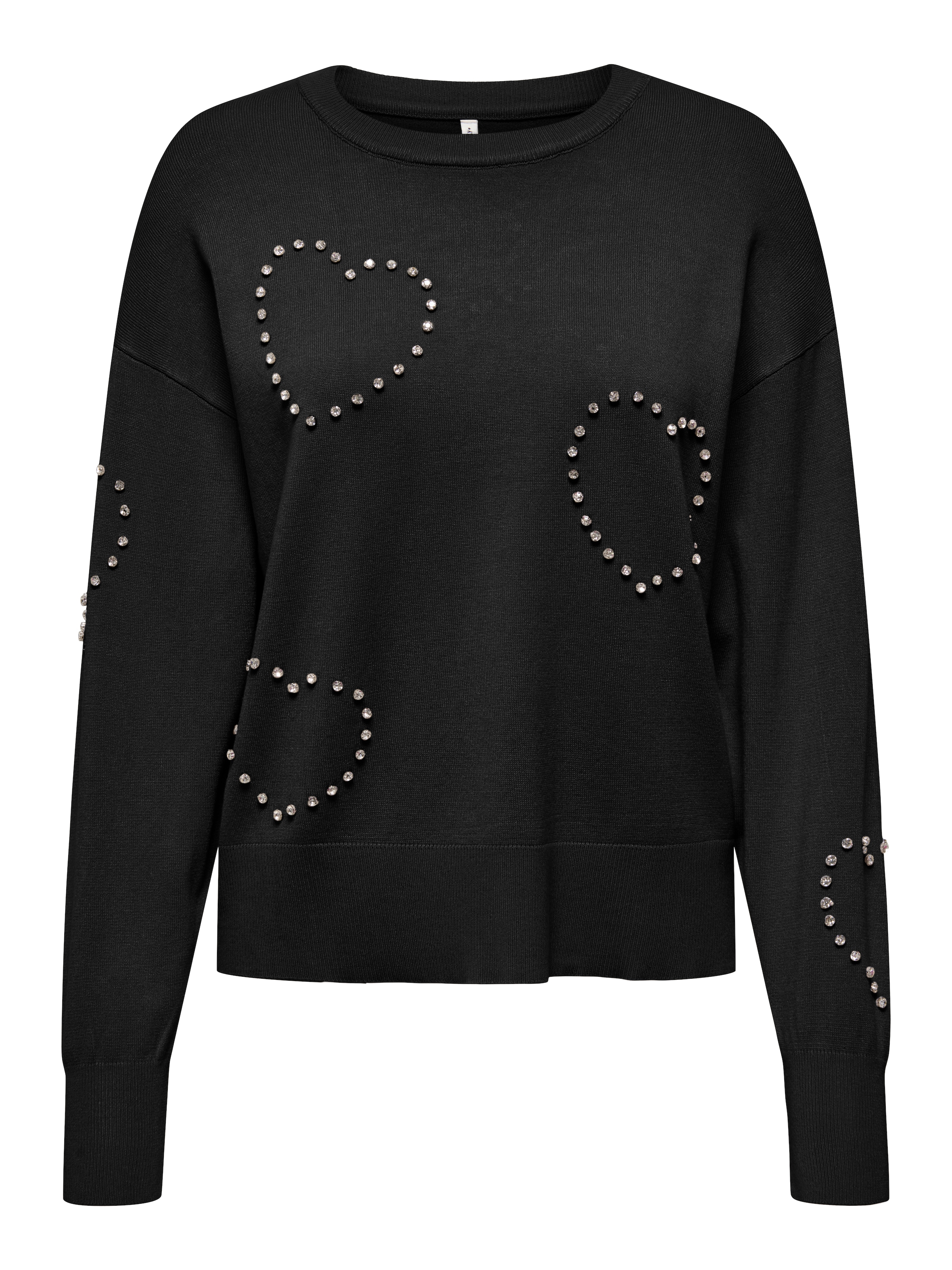 ONLY Pull à col rond »ONLBEE LS HEART BLING O-NECK CC KNT« mit Glitzersteinen