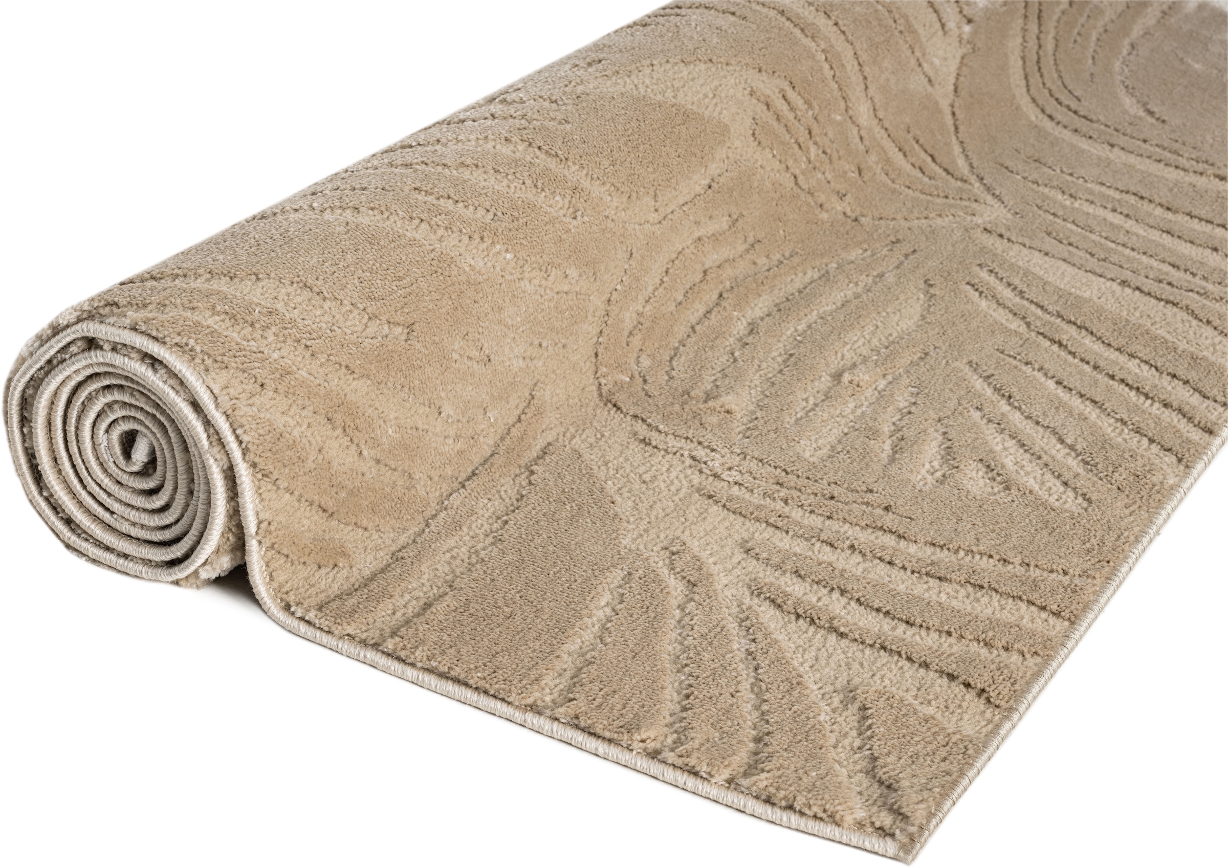 GOODproduct Teppich »Samia, Hoch-Tief-Struktur« rechteckig 19 mm Höhe leichter Glanz, Floral, Blätter, Modern, Wohnzimmer, Schlafzimmer