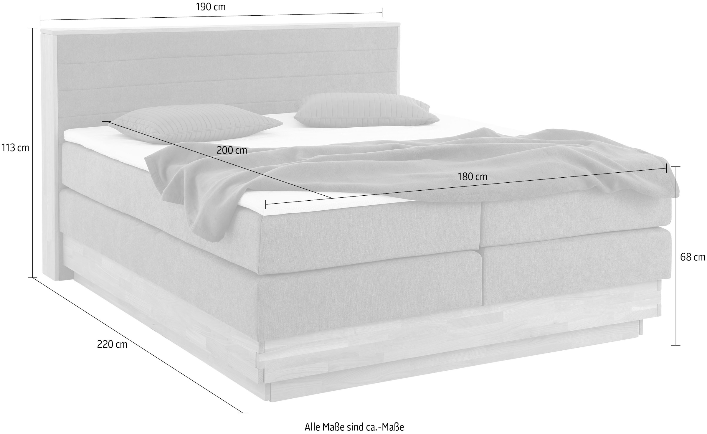 Home affaire Boxspringbett »Cavan« Eiche, inkl. Bettkasten & Topper, verschiedene Härtegrade (auch H4)