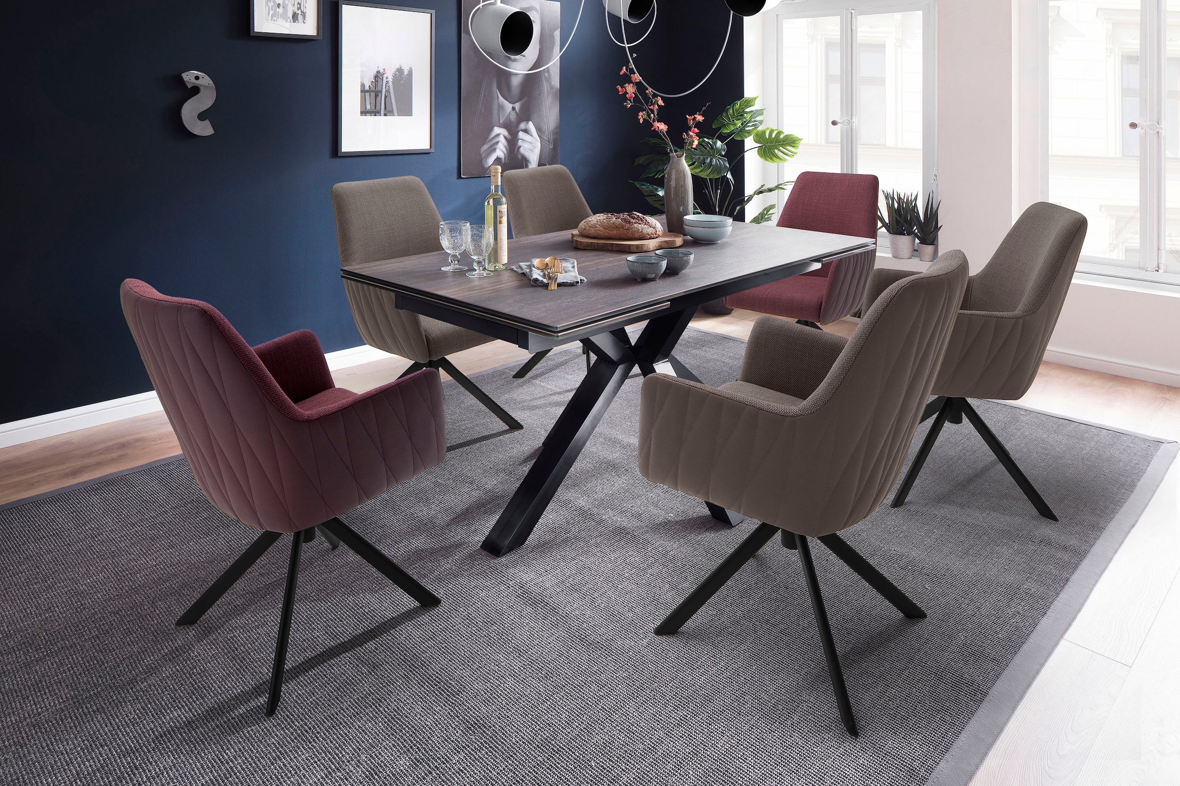 MCA furniture 4-Fussstuhl »Reynosa«, (Set), 2 St., Esszimmerstuhl 360°drehbar mit Nivellierung, Belastbar bis 120 kg