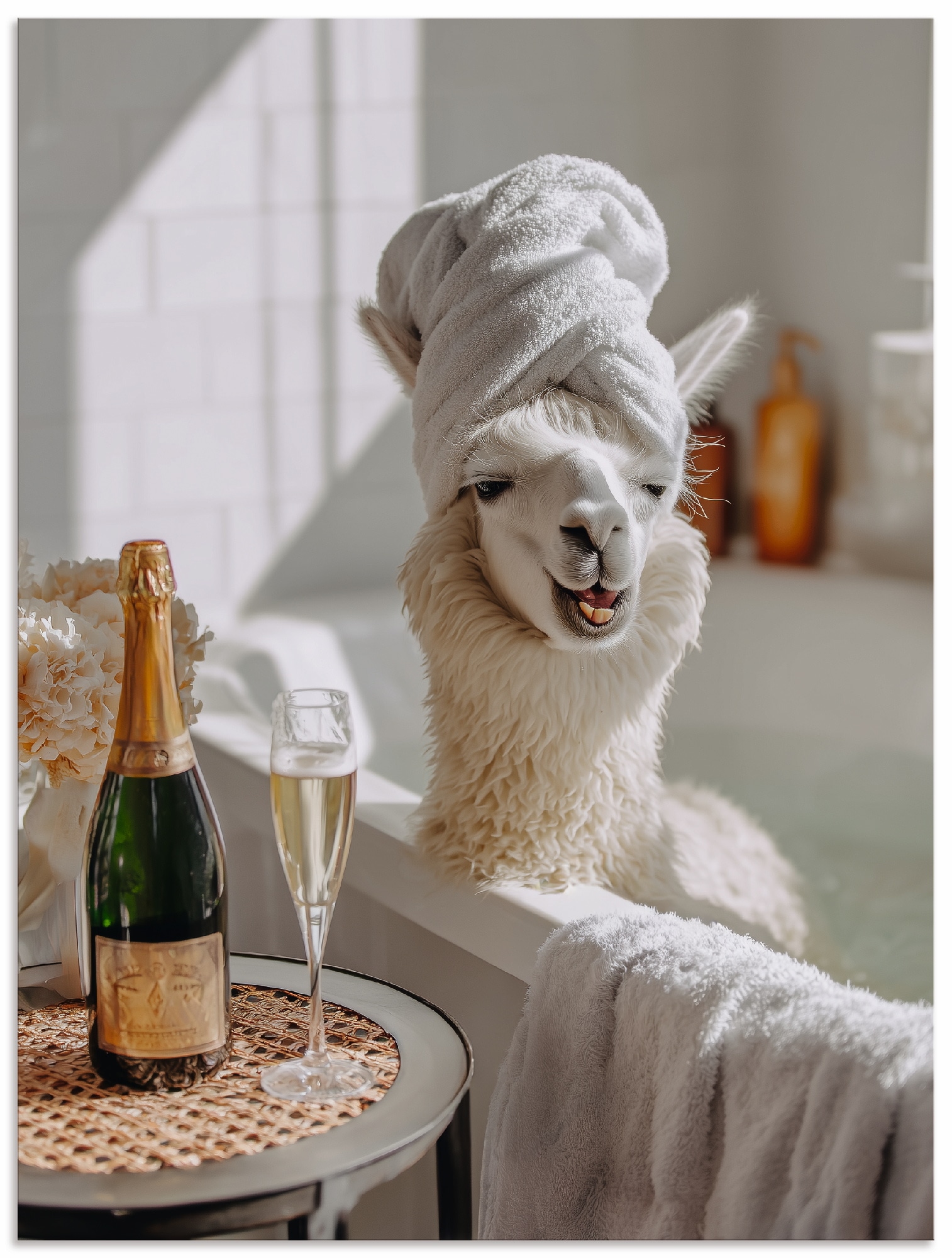 Image of Artland Wandbild "Lama in der Badewanne" Tiere 1 Stk. tlg. als Alubild, Leinwandbild, Poster, Wandaufkleber in verschied. Grössen