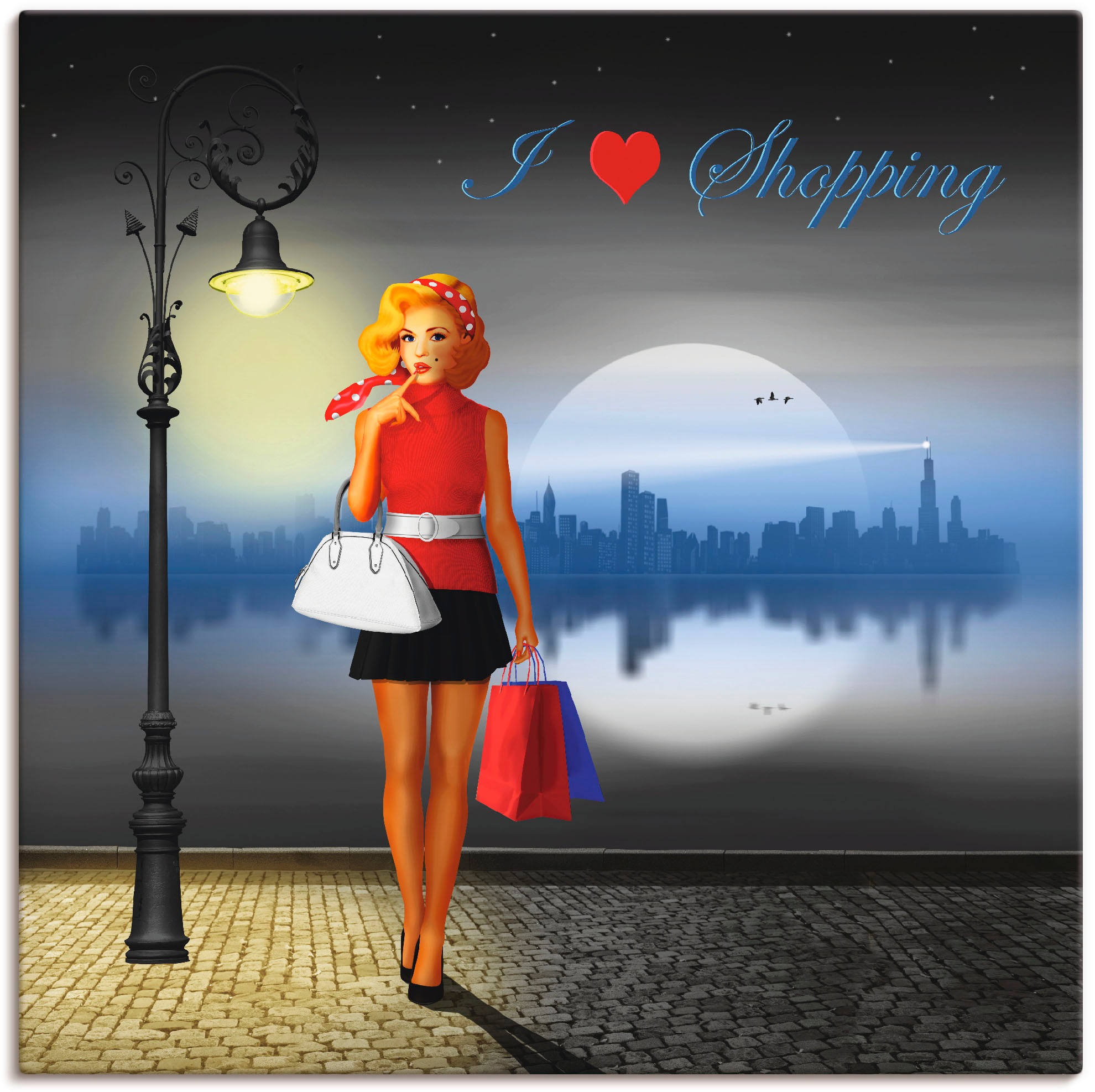 Image of Artland Wandbild »Ich liebe Einkaufen«, Mode, (1 St.), in vielen Grössen & Produktarten - Alubild / Outdoorbild für den Aussenbereich, Leinwandbild, Poster, Wandaufkleber / Wandtattoo auch für Badezimmer geeignet bei Ackermann Versand Schweiz