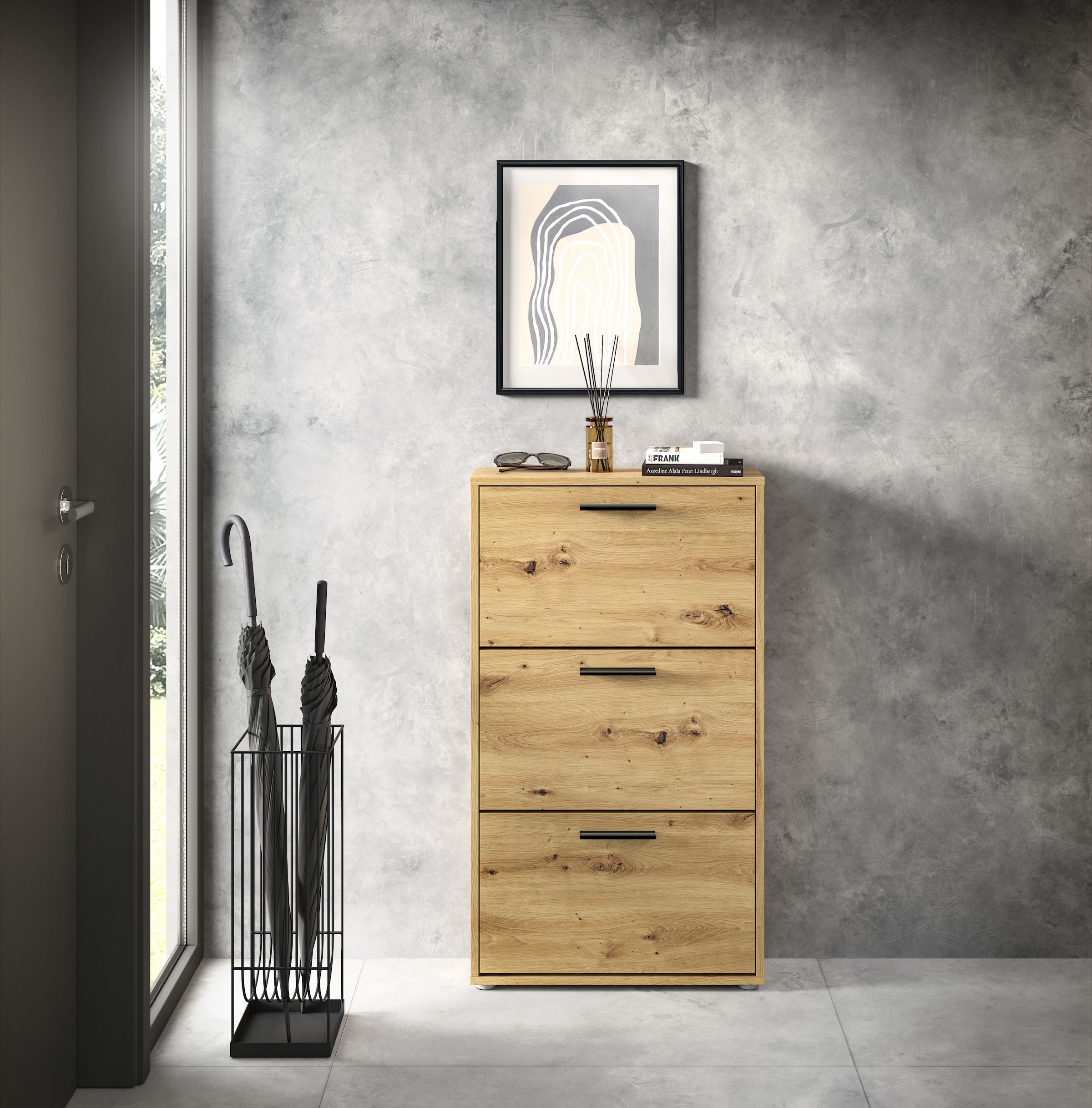 Image of HBZ Schuhkipper "Sam Schuhkipper, Schuhschrank BxHxT 59x103x17 cm" 1 Stk. tlg. Schuhkipper, Schuhschrank mit 3 Klappen, BxHxT 59x103x17cm