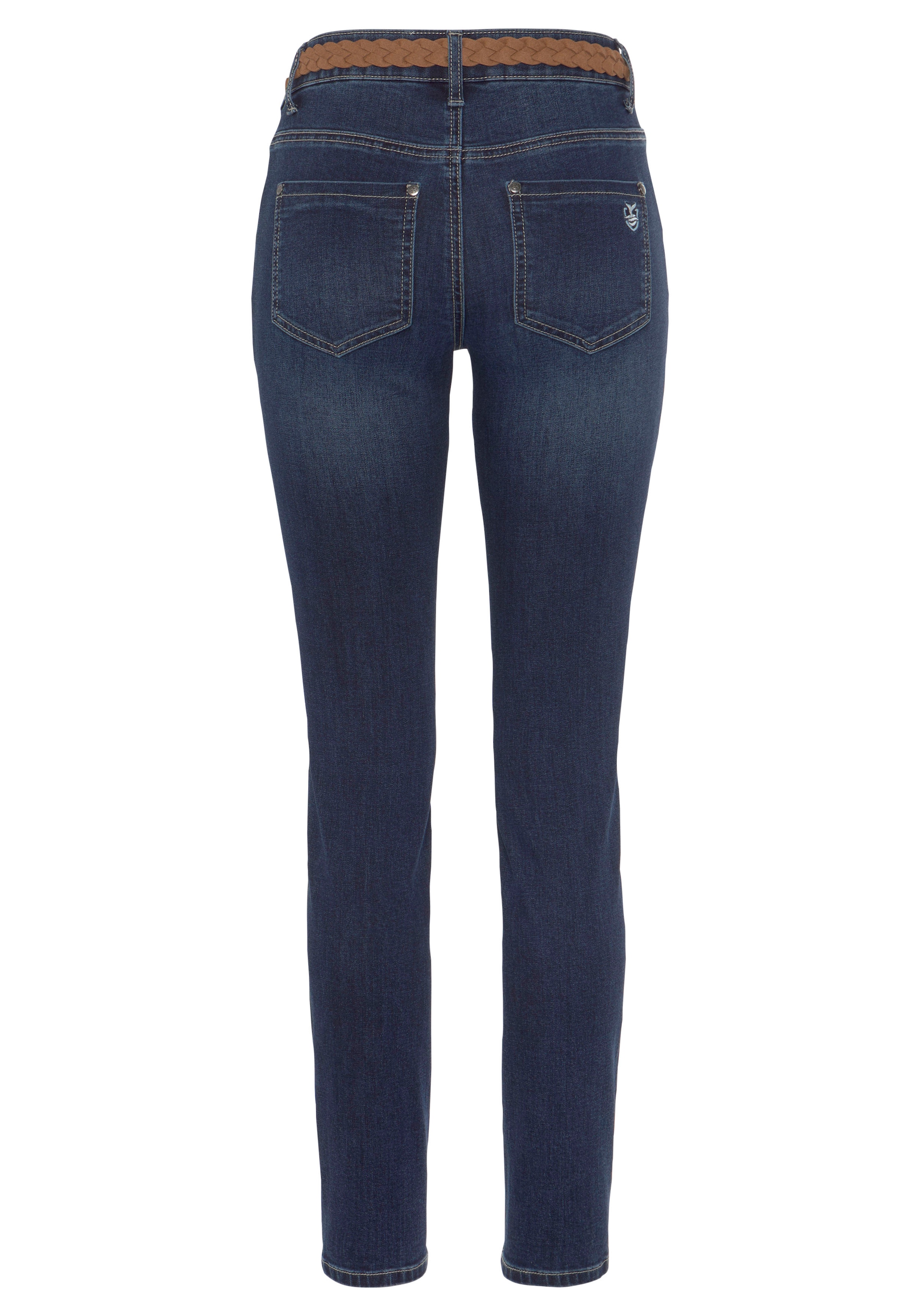 DELMAO Slim-fit-Jeans, (Set, 2 tlg., mit Gürtel), mit modischem Flechtgürtel ---NEUE MARKE!